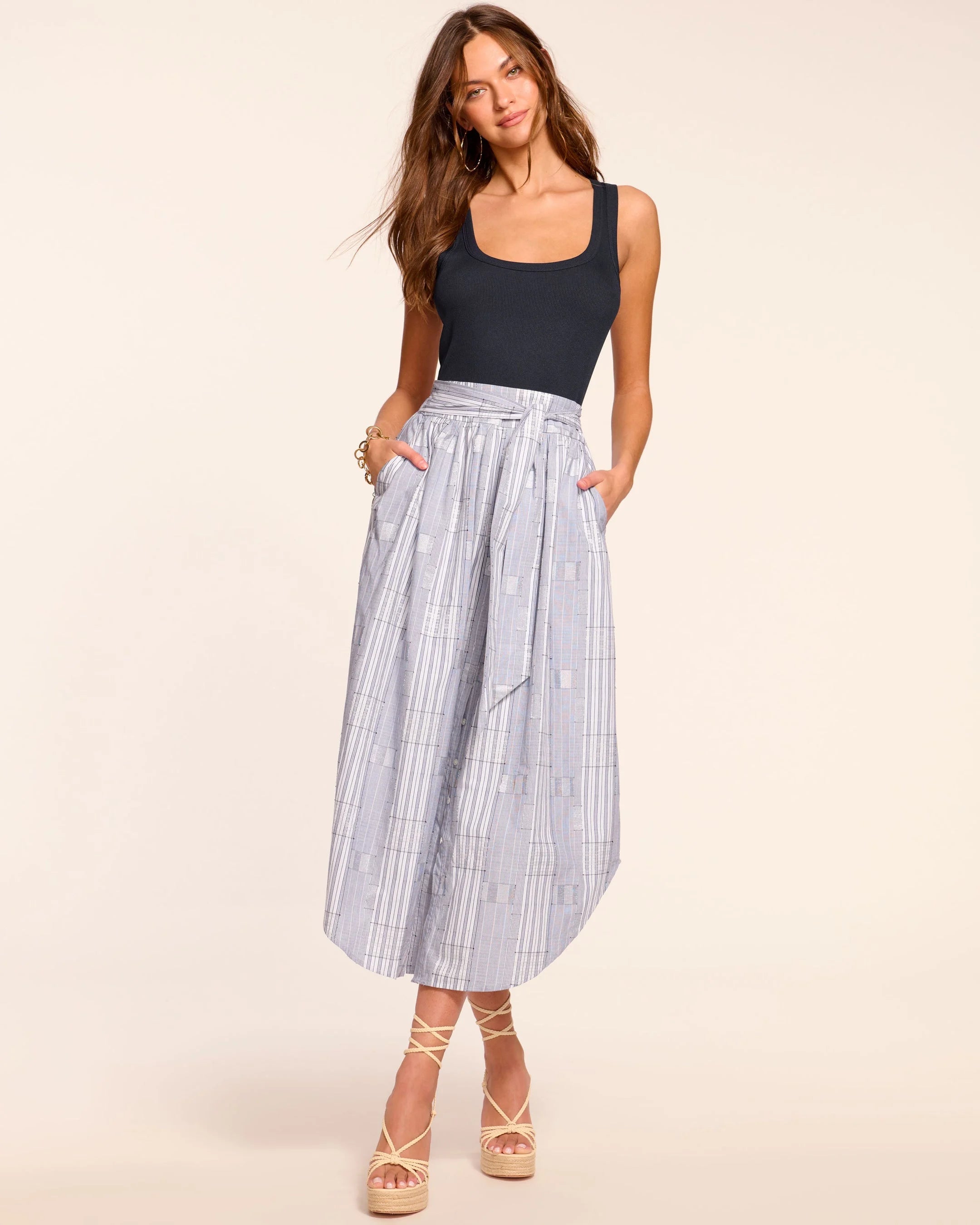 Raa0125 Ramy Brook Navy Combo Midi Dress