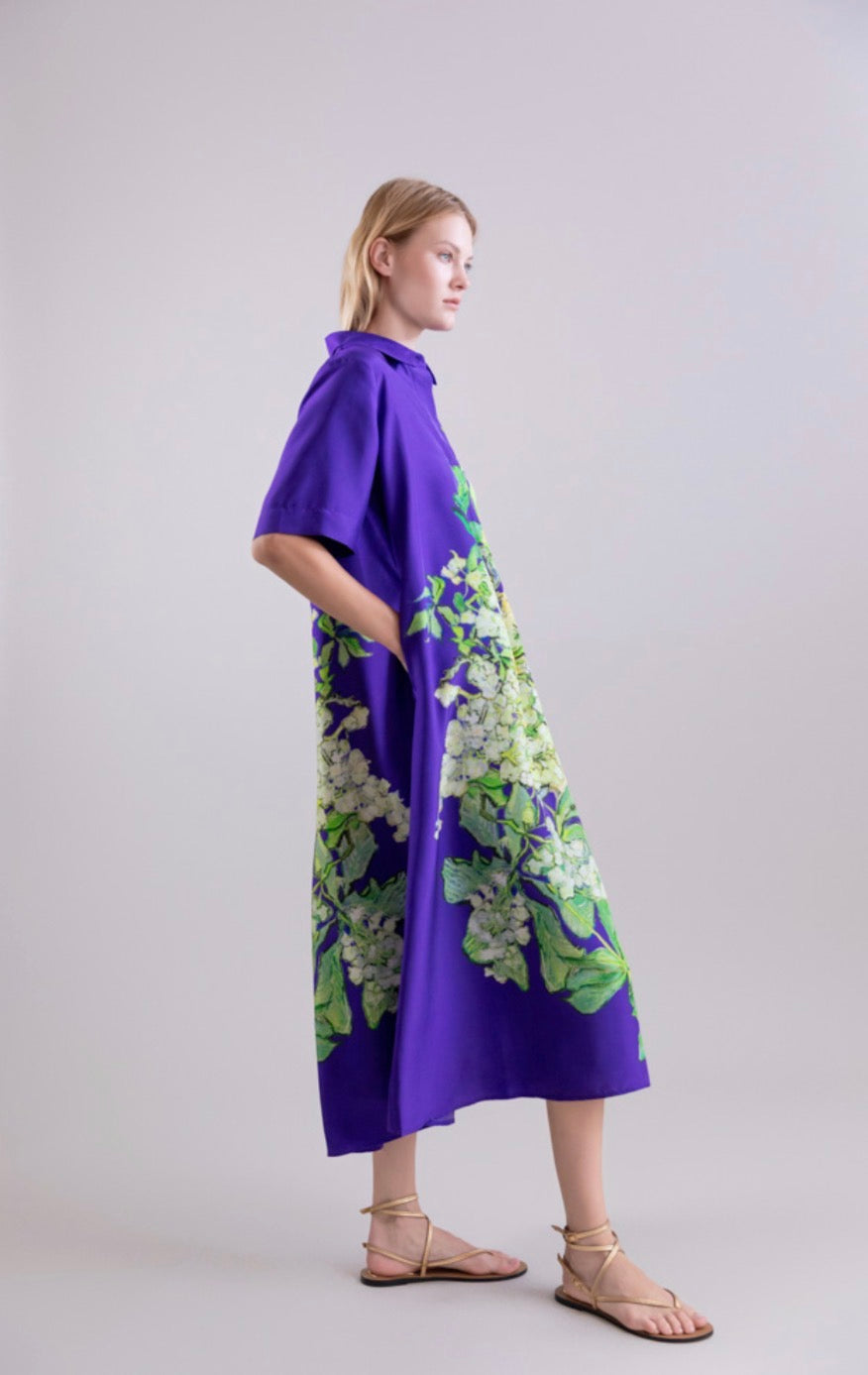 Ps2696 Purple Silk Caftan