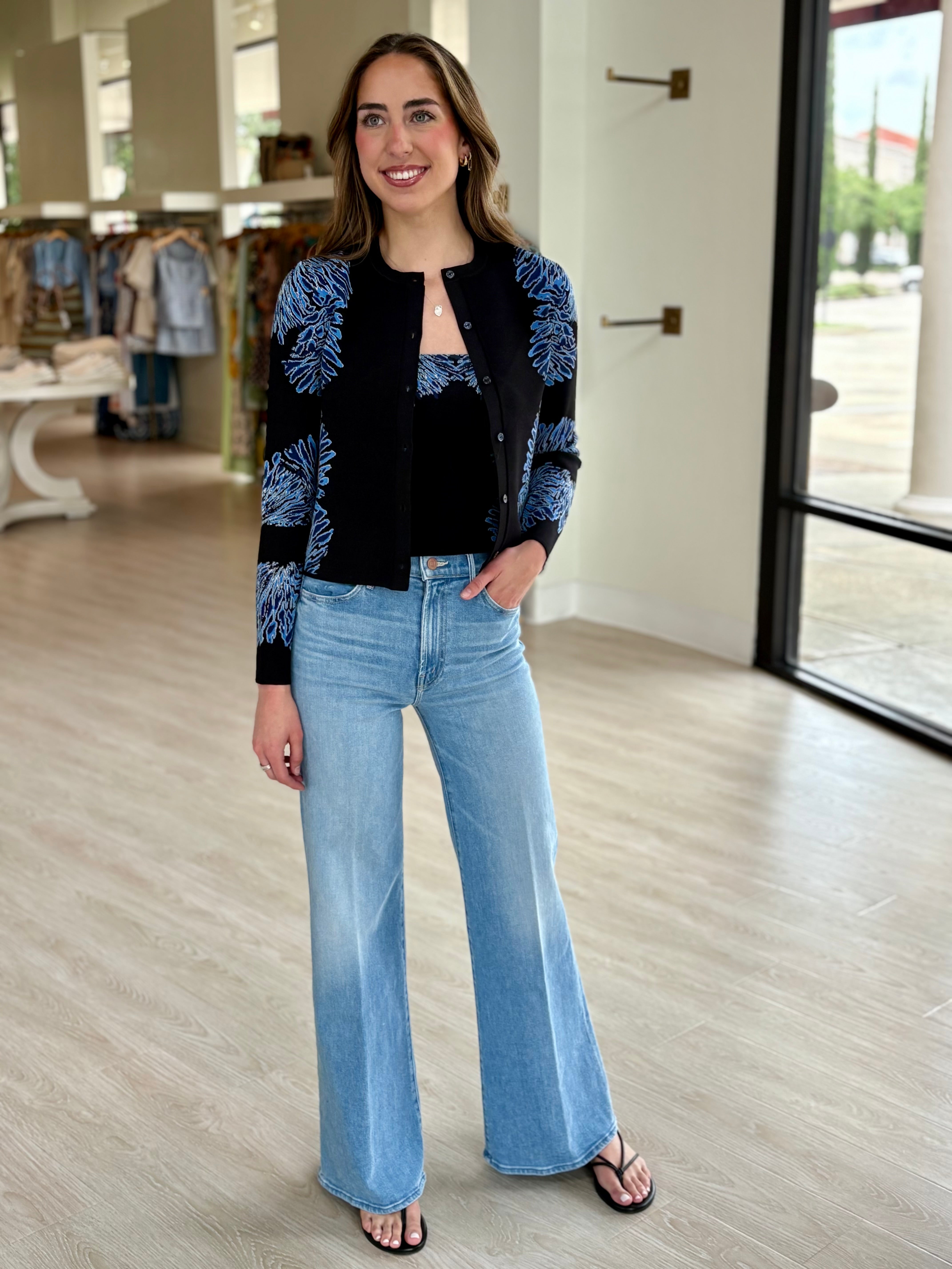 Ul0731 Ocean Jacquard Cardigan