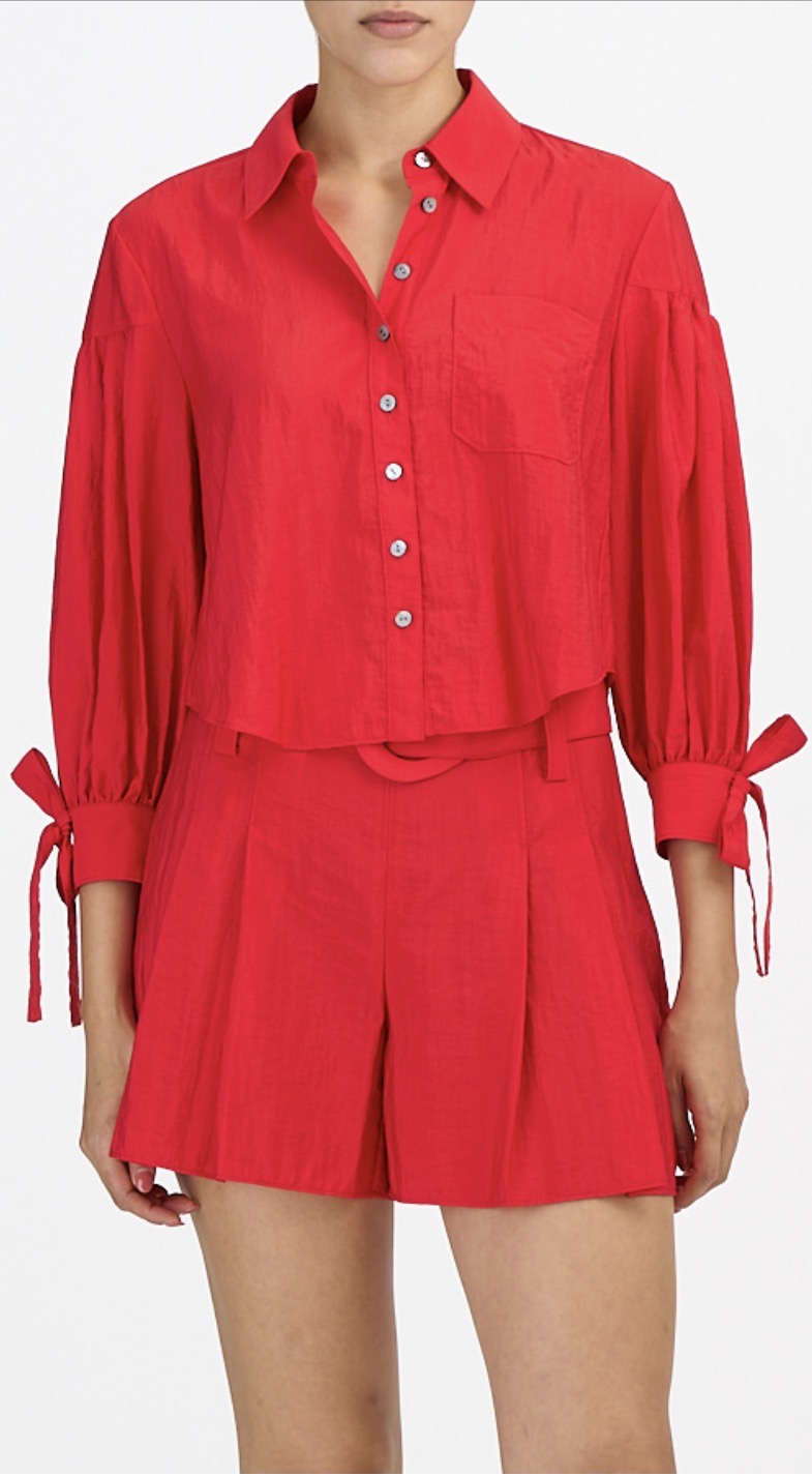 Cizp12645 Red Berry Belted Shorts