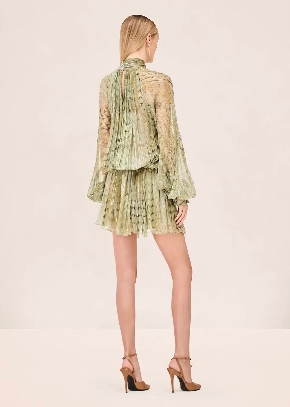 Al0822 Alexis Hailey Green Metallic Dress