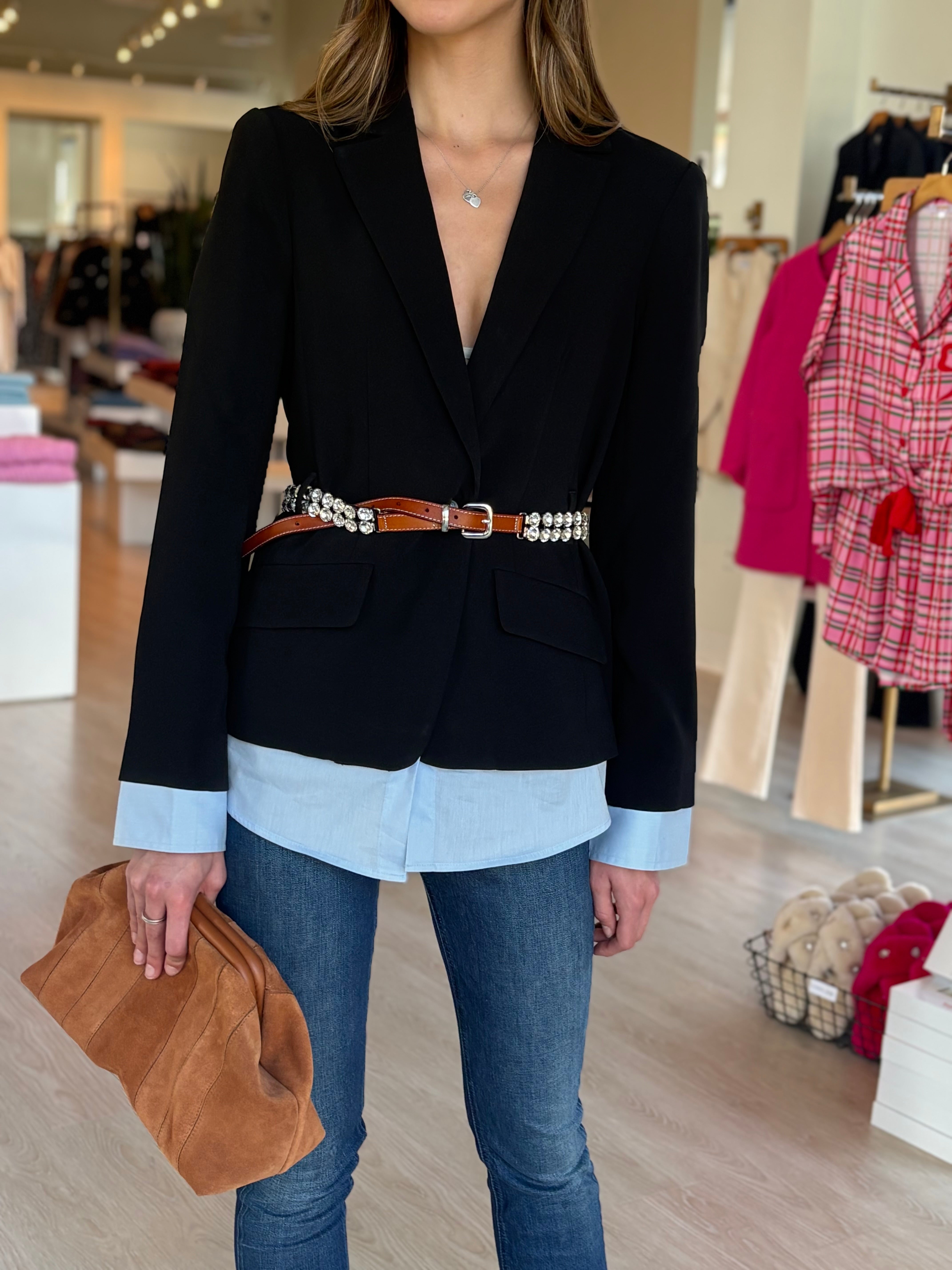Ci1319 Belted Layered Jacket