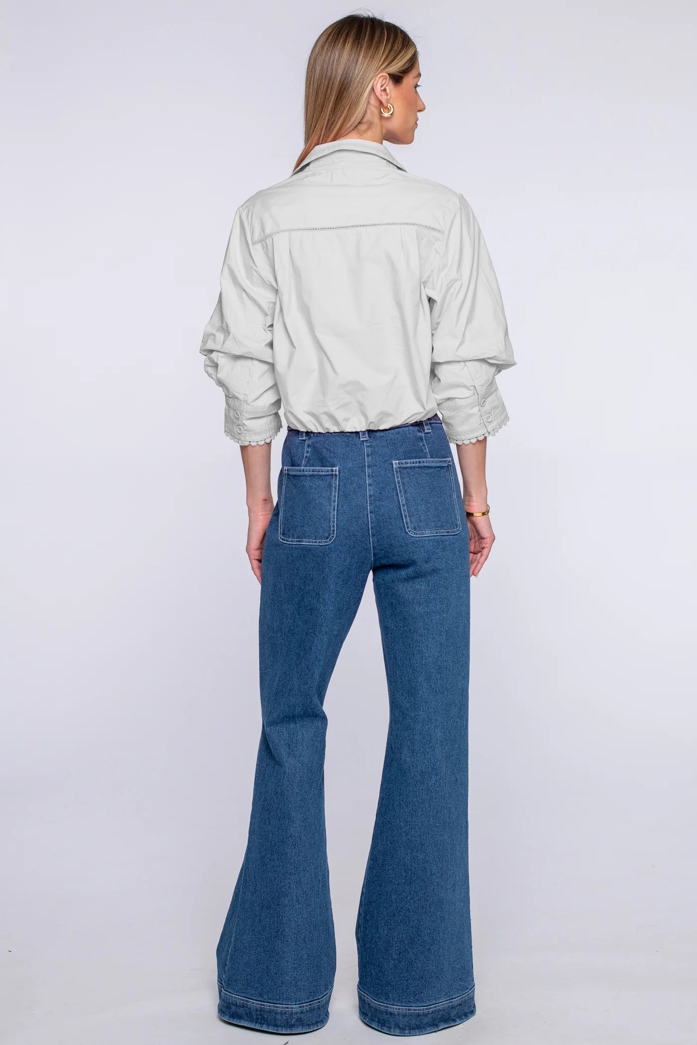 El2633 Scallop Trim Poplin Top