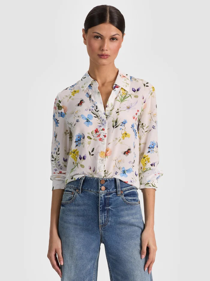 Alcc04042 Floral Silk Button Down