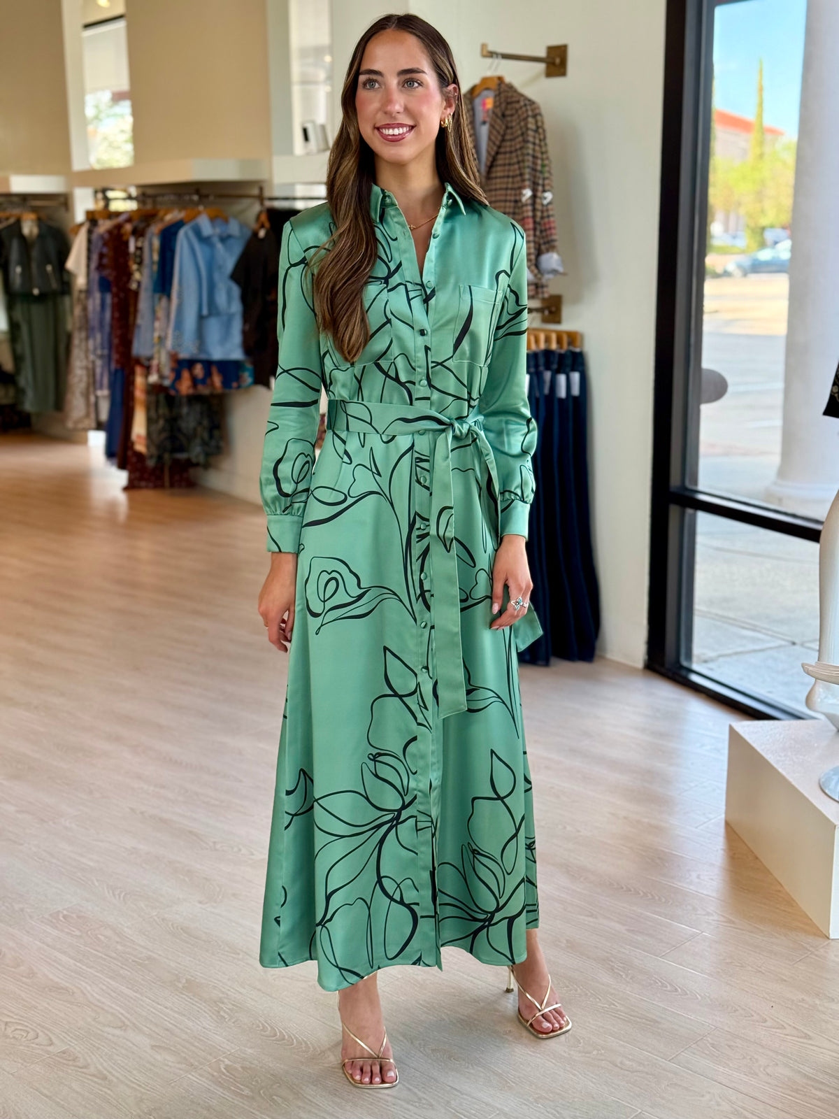 Th45374 Jardin Belted Shirtdress