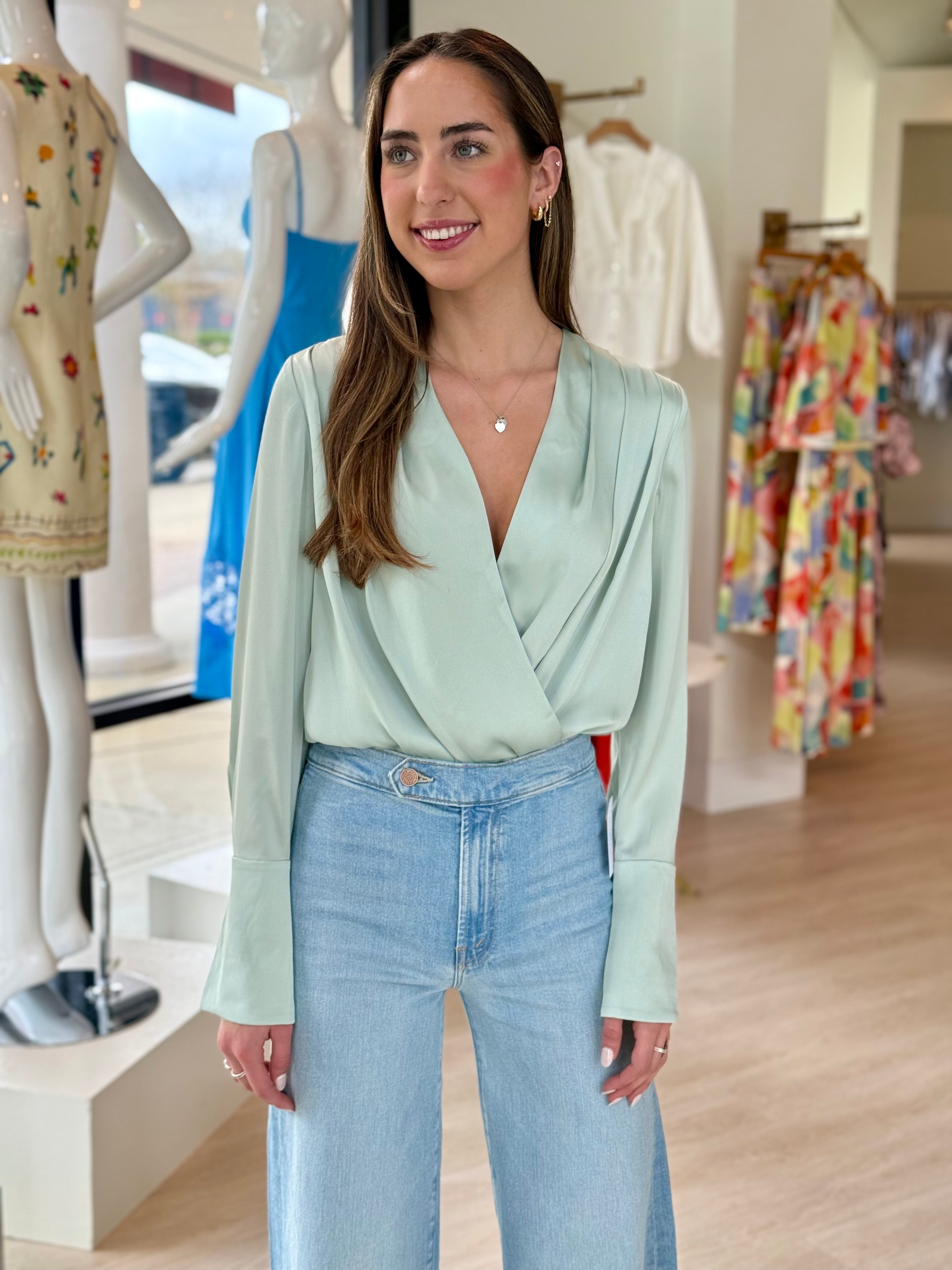 Fa2001 Sage Satin Bodysuit