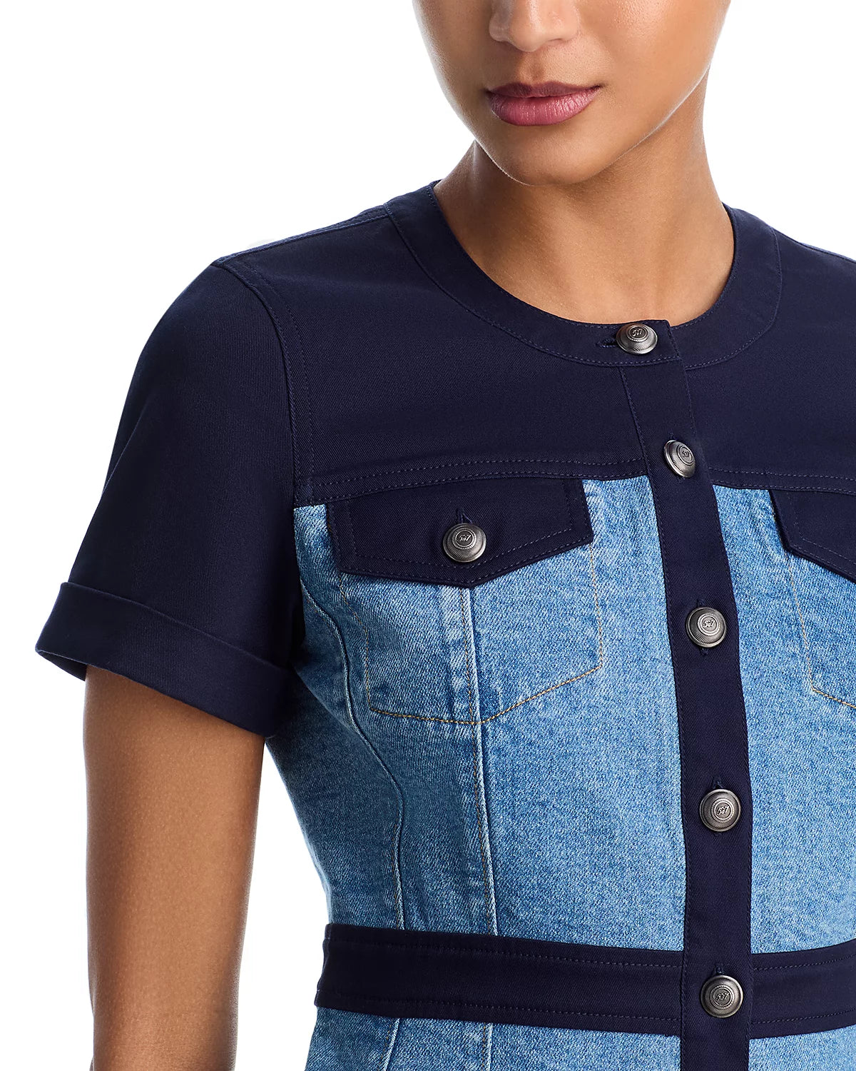 Cizd32638 Combo Denim Dress