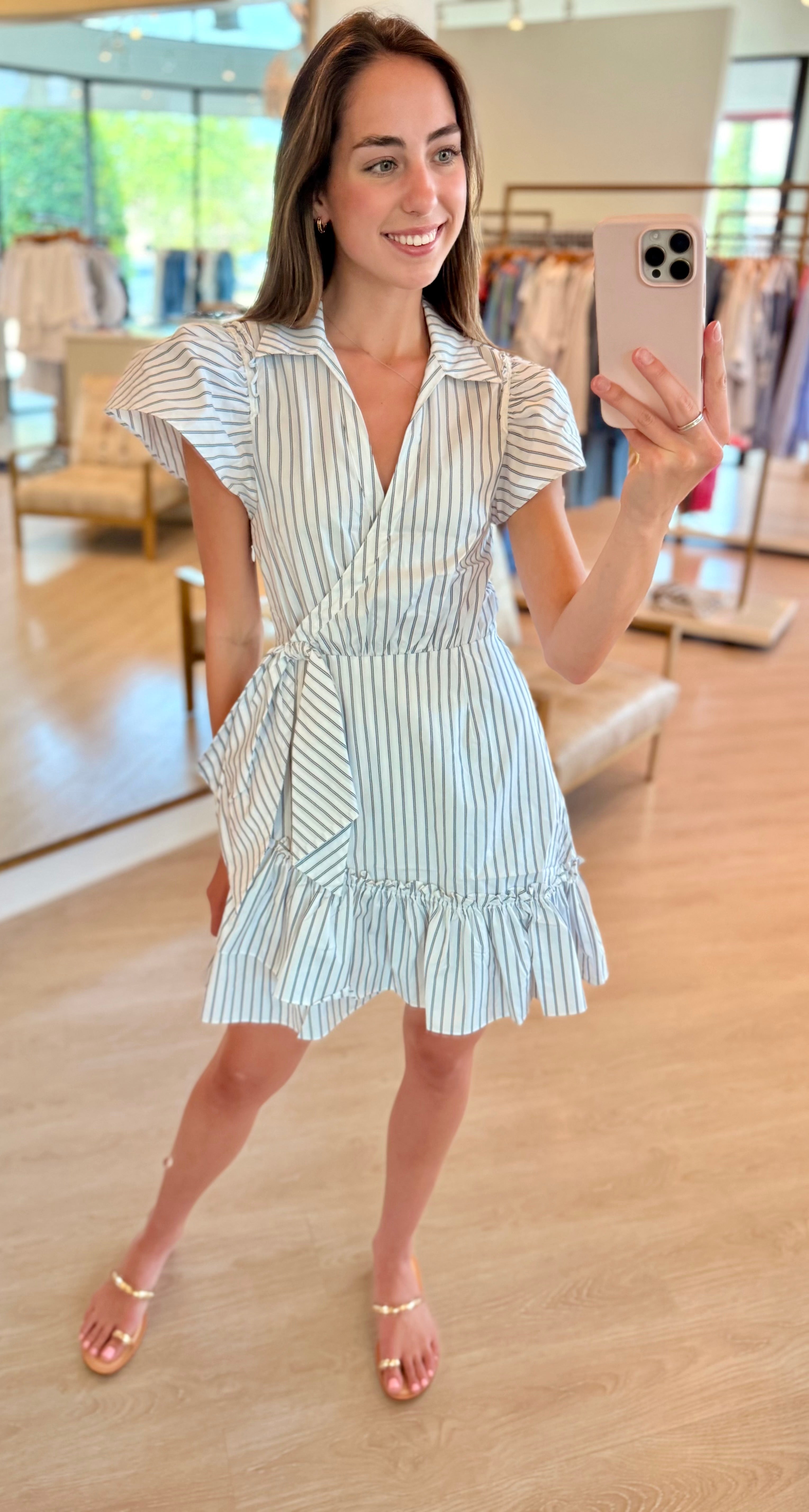 Cizd9723 Striped Wrap Dress