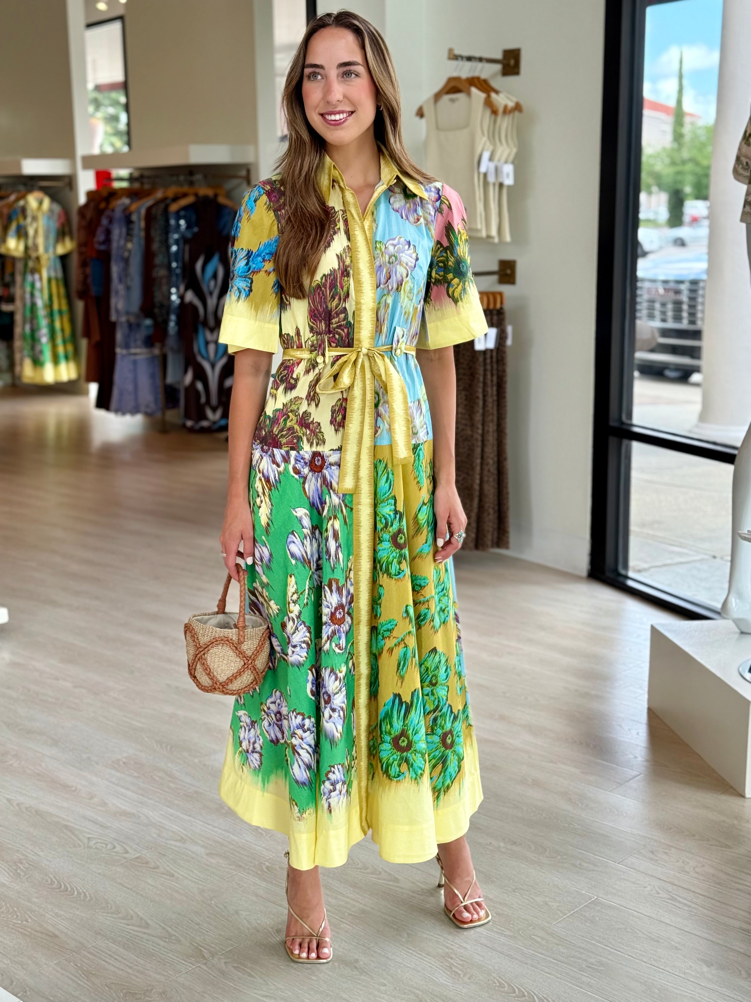 Al7745 Watercolor Floral Midi Dress