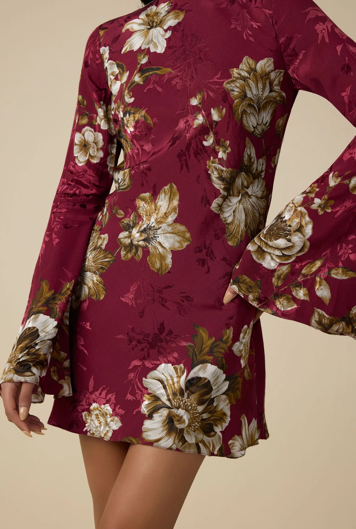 He5950 Burgundy Mini Dress