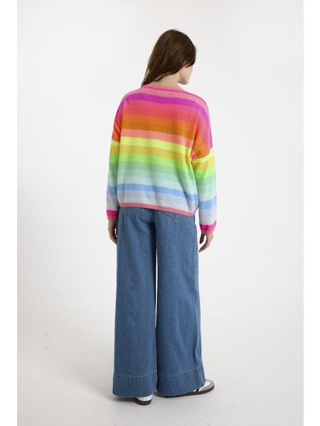 Br8093 Rainbow Stripe Dolman Sweater