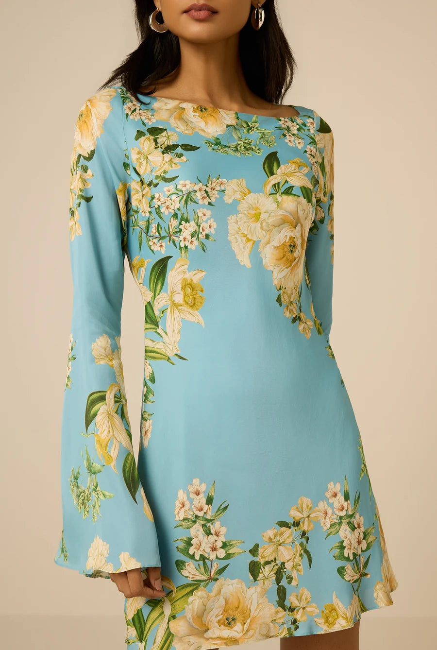 He5950 Blue Satin Mini Dress