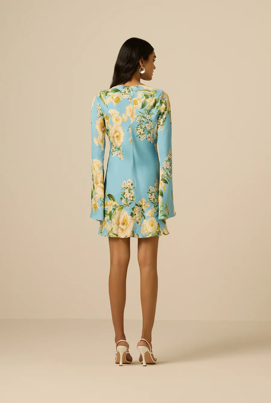 He5950 Blue Satin Mini Dress