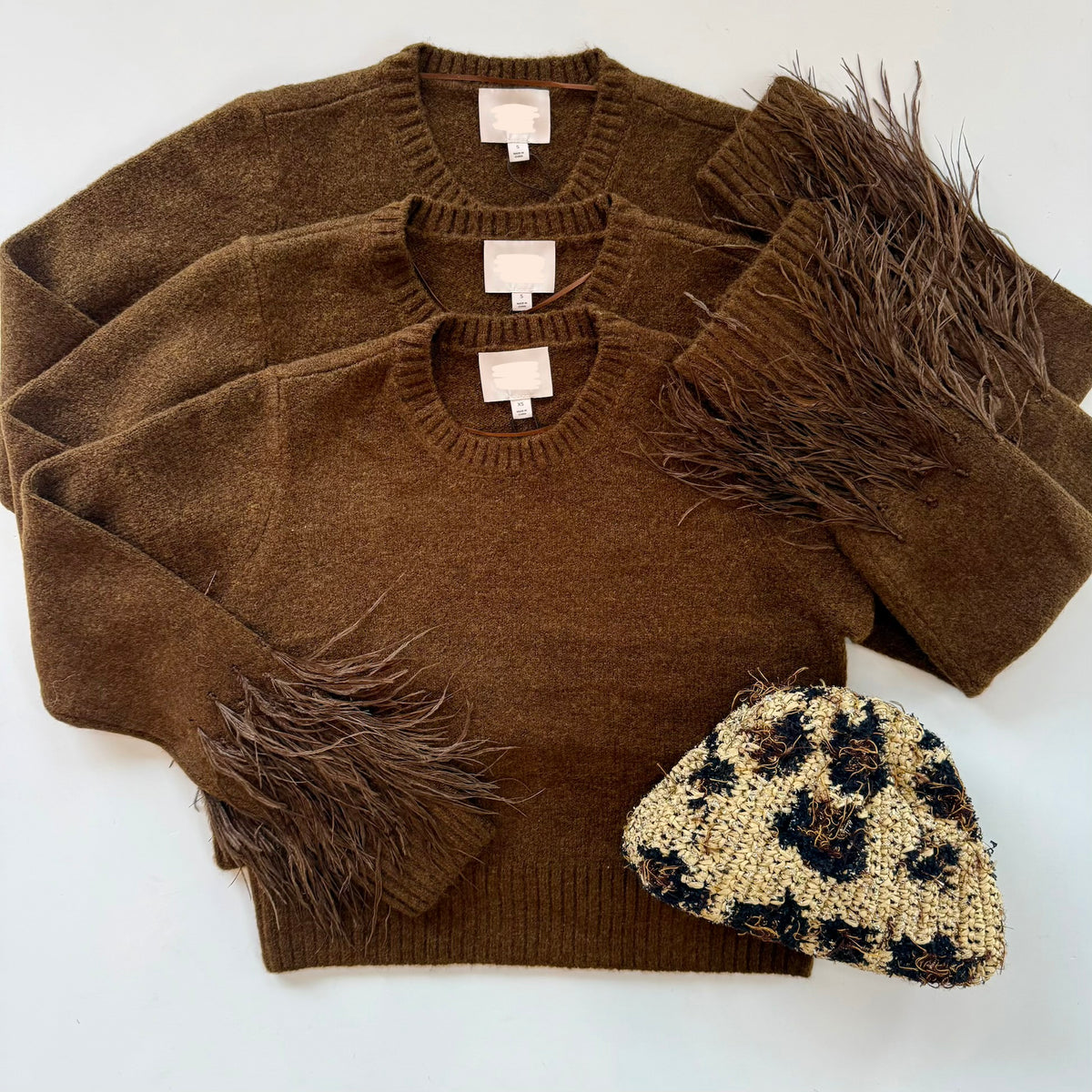 Cizk1034 Espresso Feather Pullover Sweater