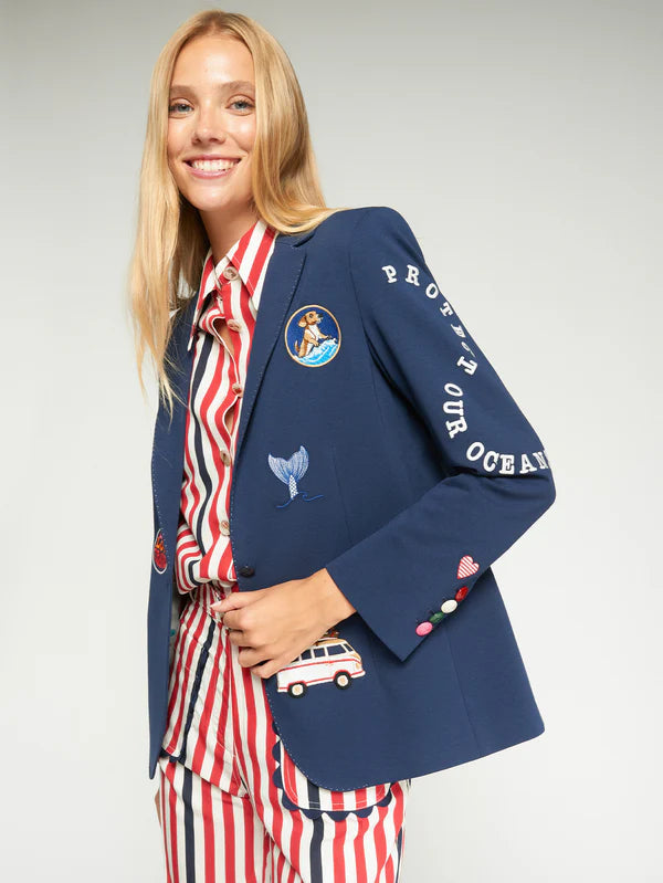Vi33328 Surf Embroidered Blazer