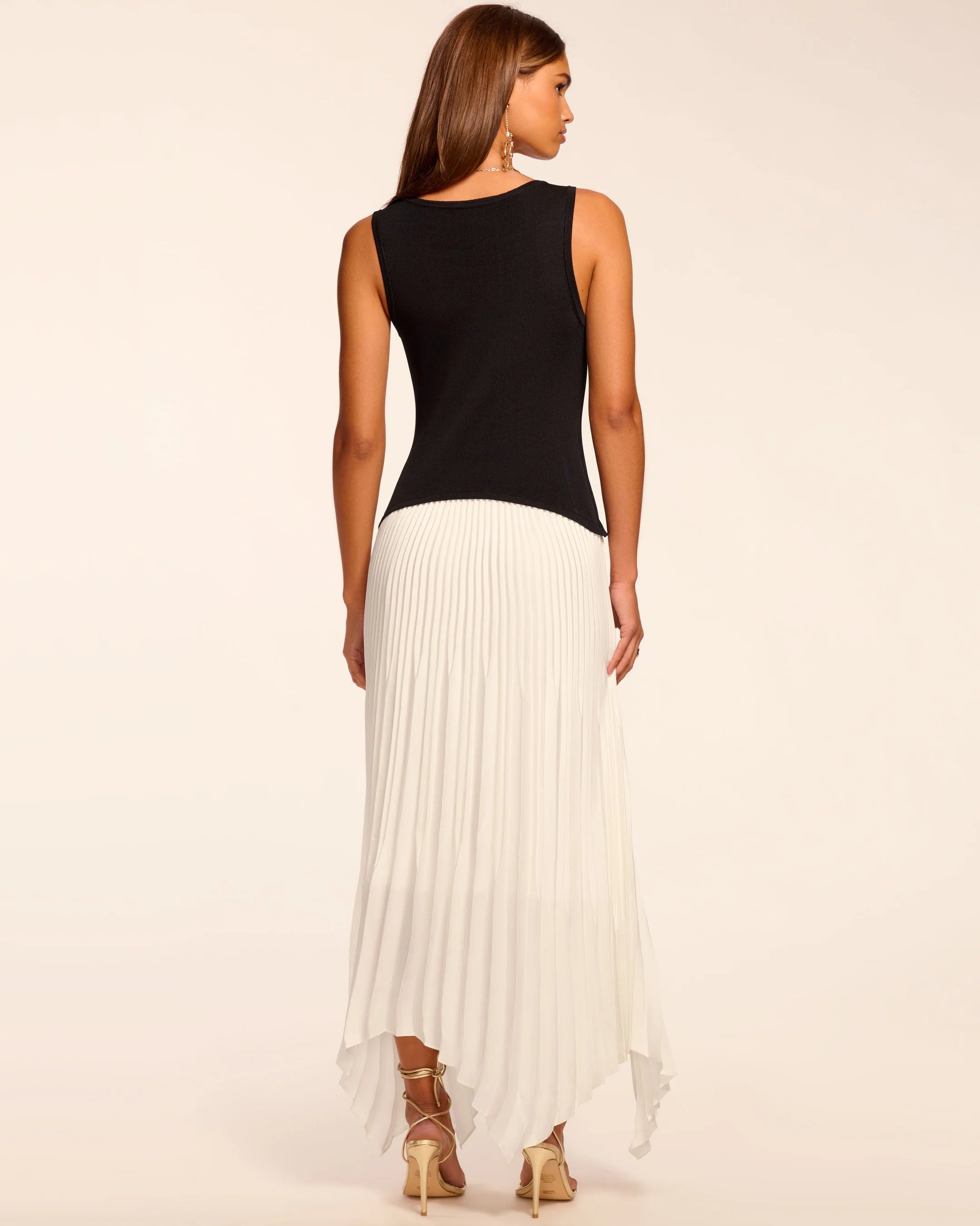 Ra3010 Two Tone Pleated Dress