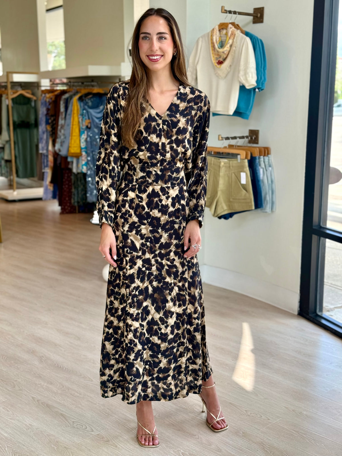 Sm26058 Leopard Flounce Hem Dress