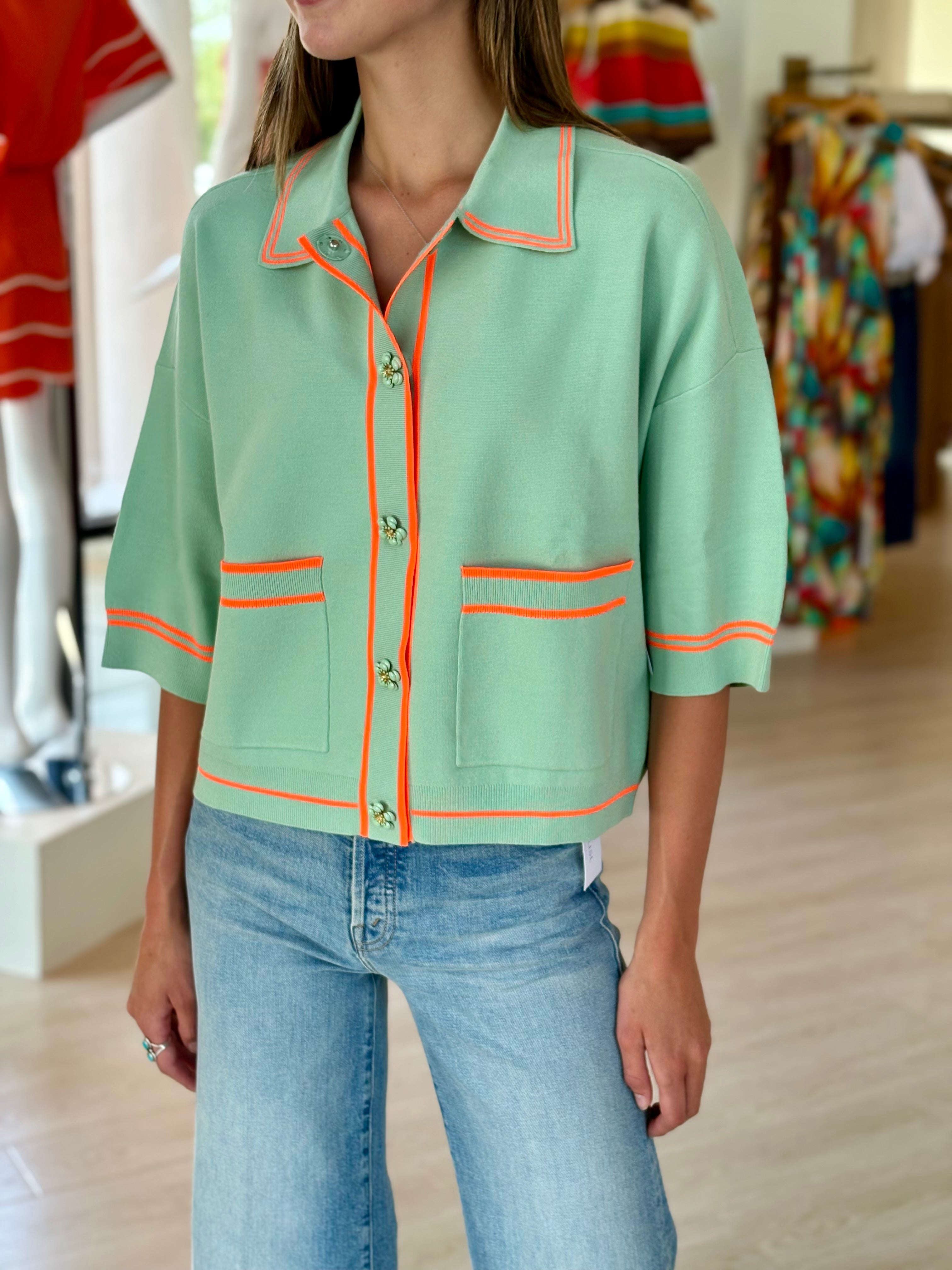 Esaa03 Mint & Bright Orange Pullover
