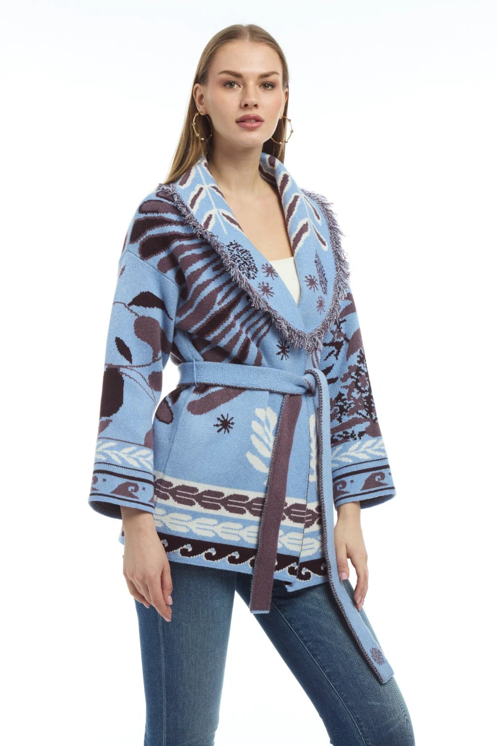 Pk717 Blue Multi Cardigan