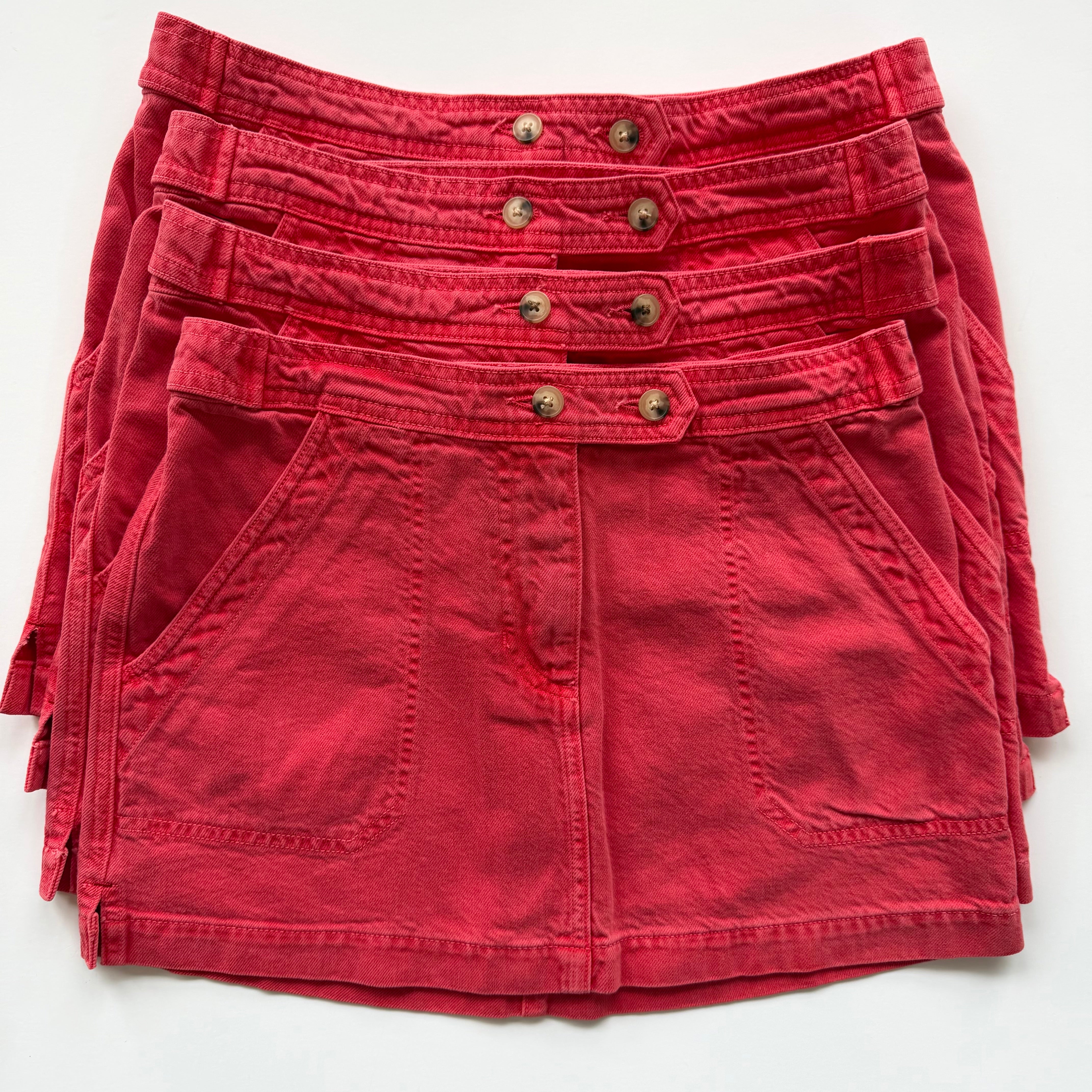 Xiw053 Red Denim Mini Skirt