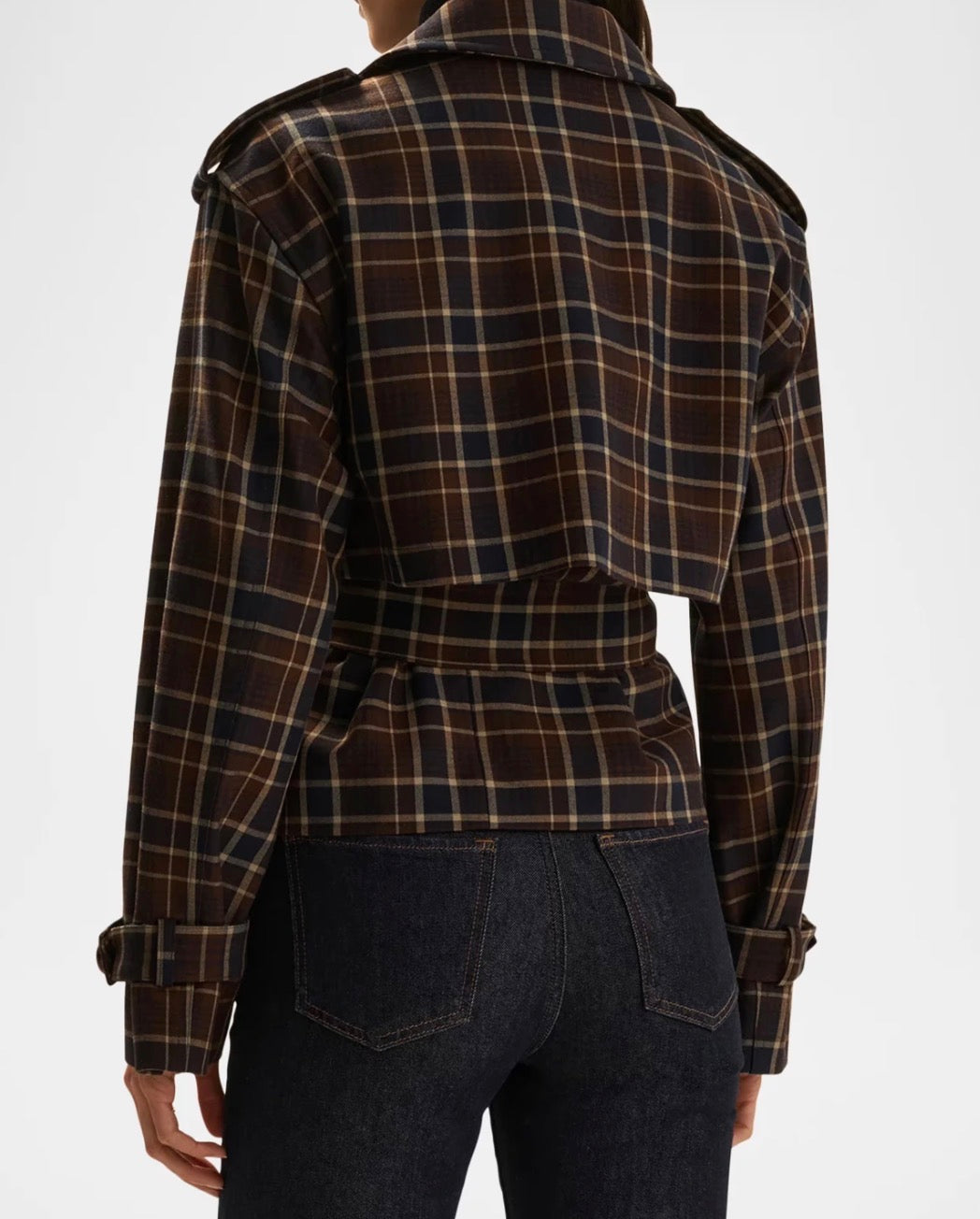 Fa7043 Plaid Short Trench
