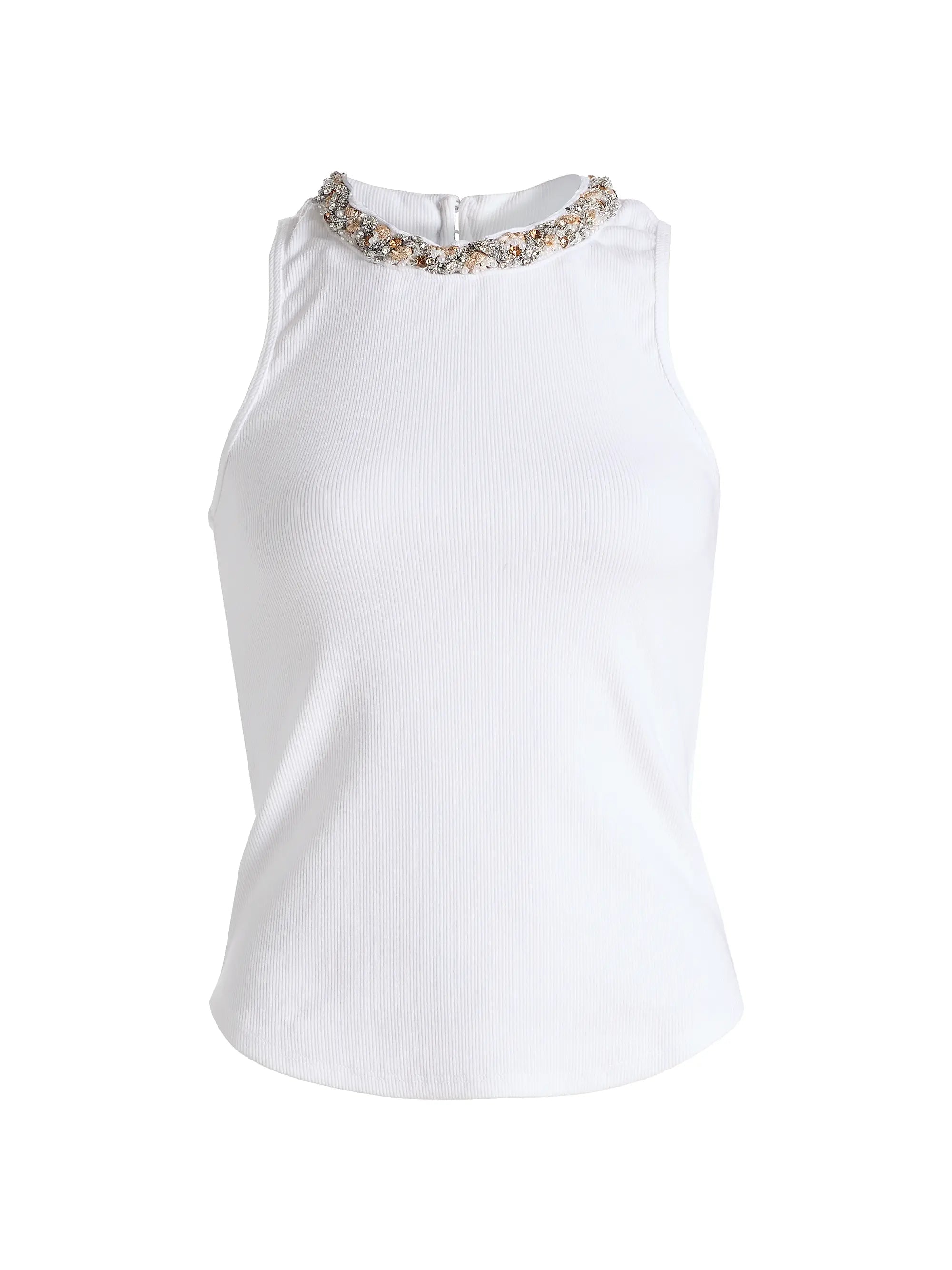 Ci1697 Cinq A Sept Lizzie Embellished Tank - White