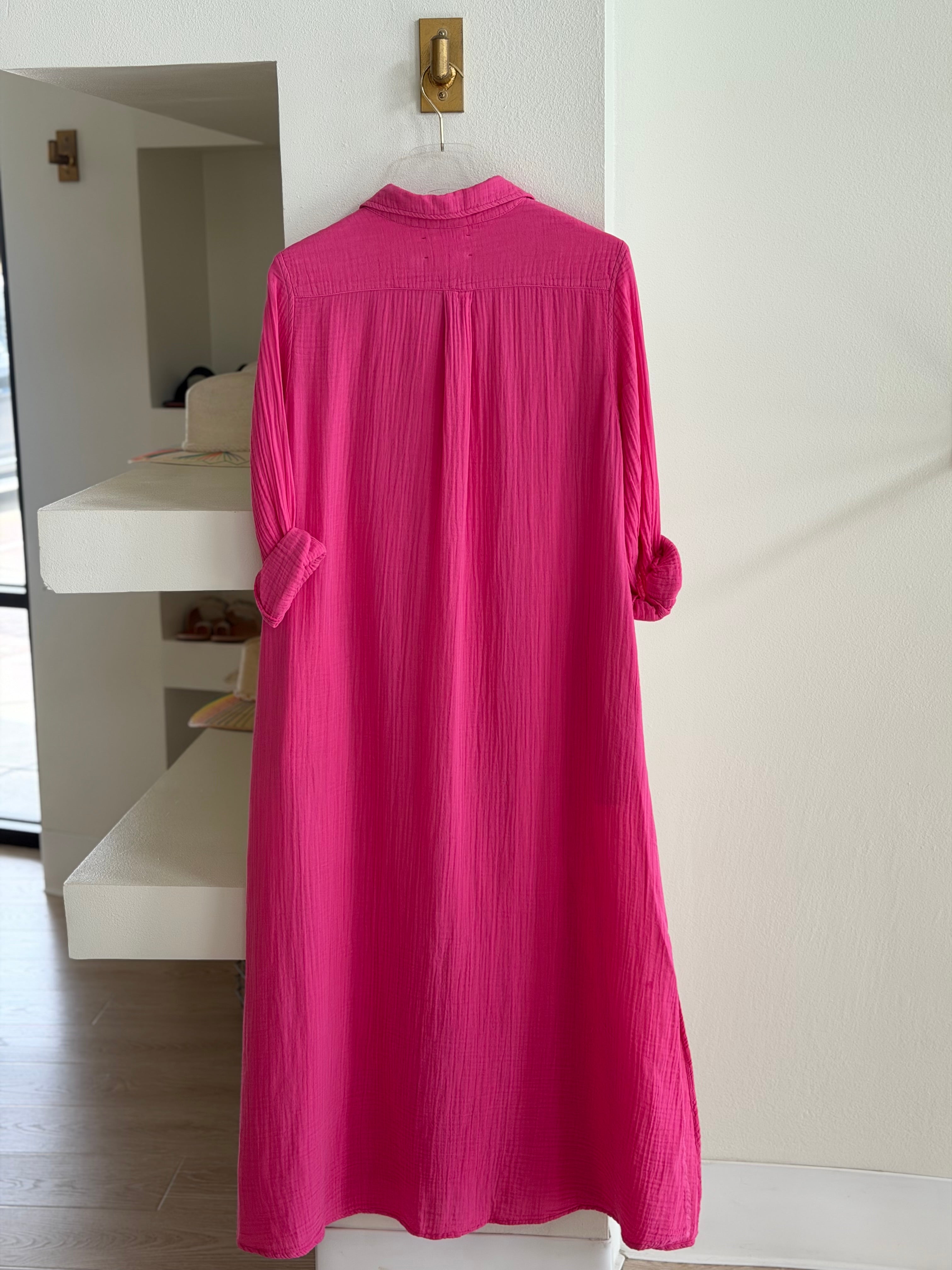 Xig111 Pink Maxi Shirtdress