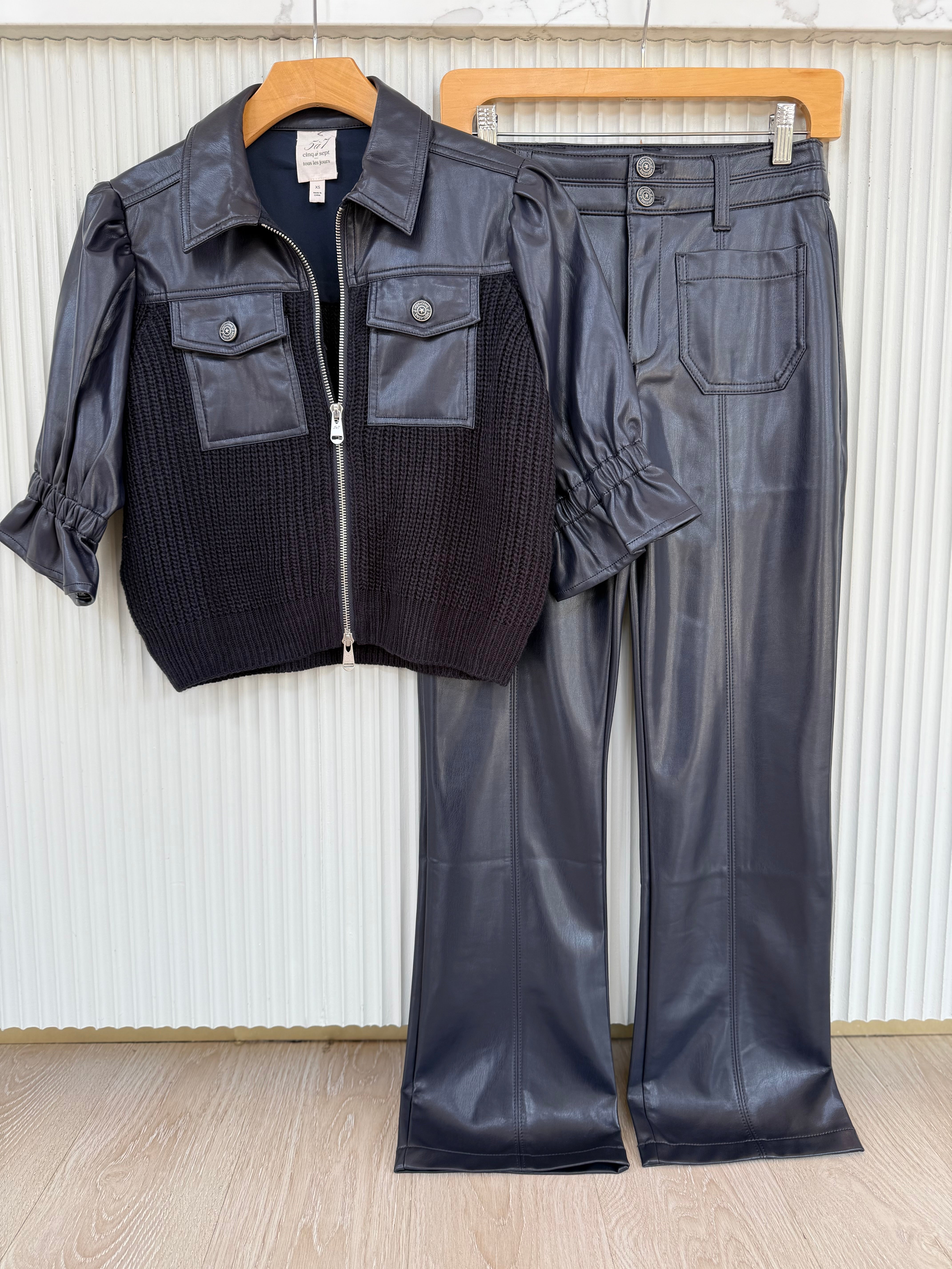 Cizp91858 Vegan Leather Pant - Navy
