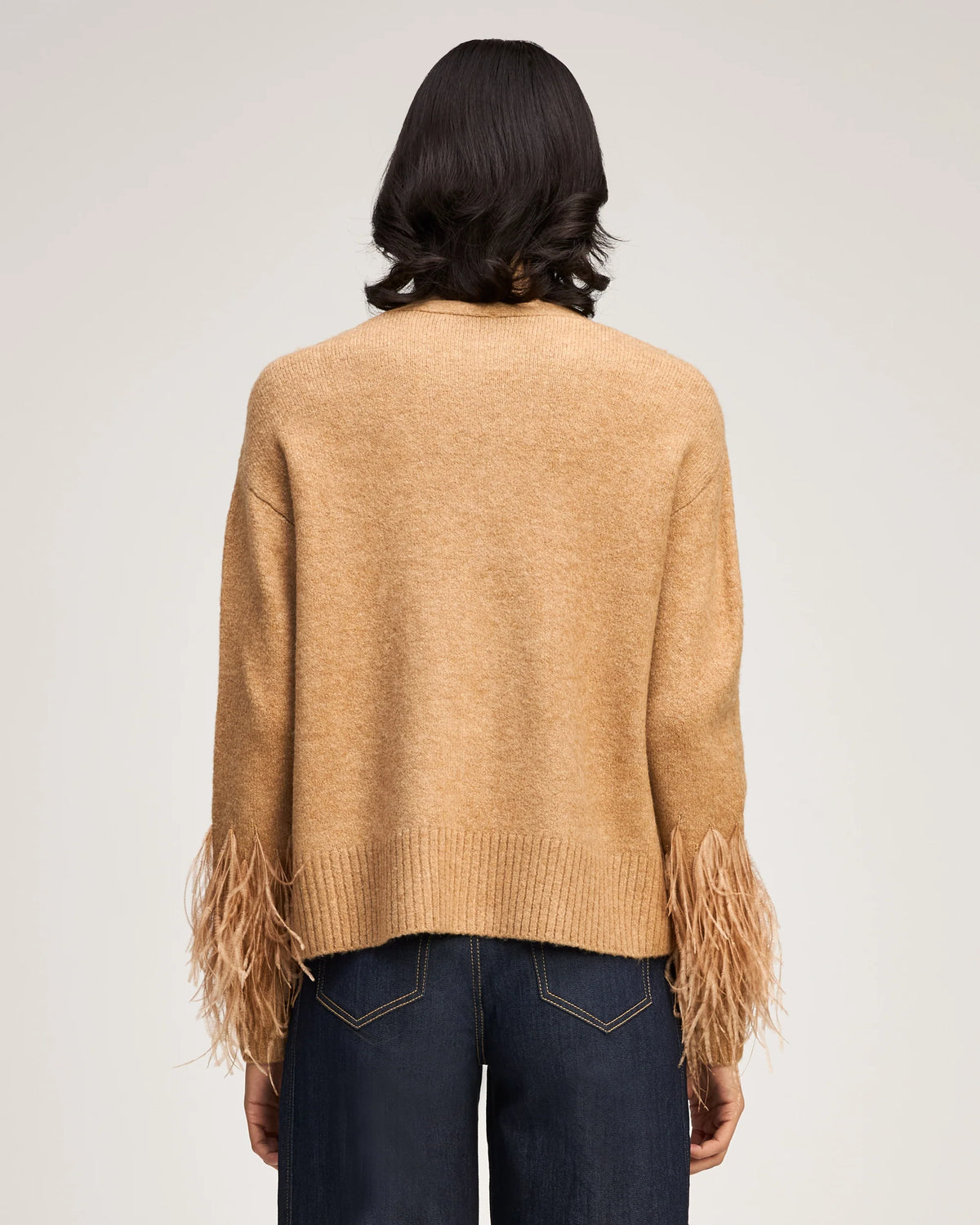 Cizk6272 Camel Feather Cardigan