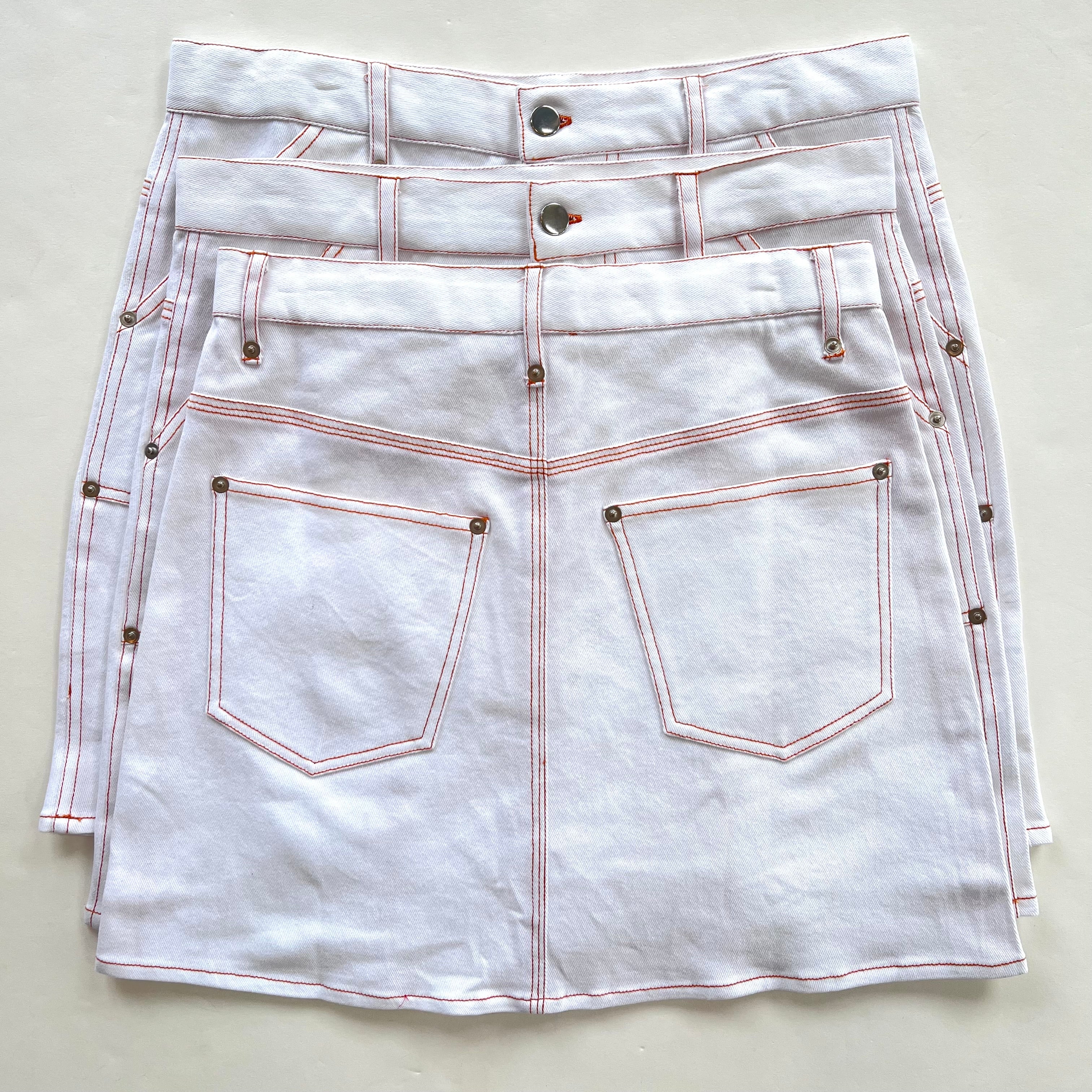 Naw041 White Denim Skirt