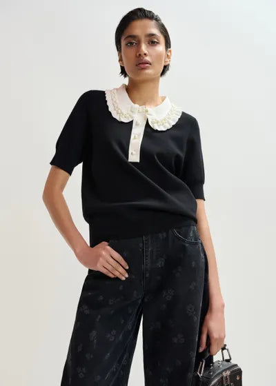 Esjewel Embellished Polo Top