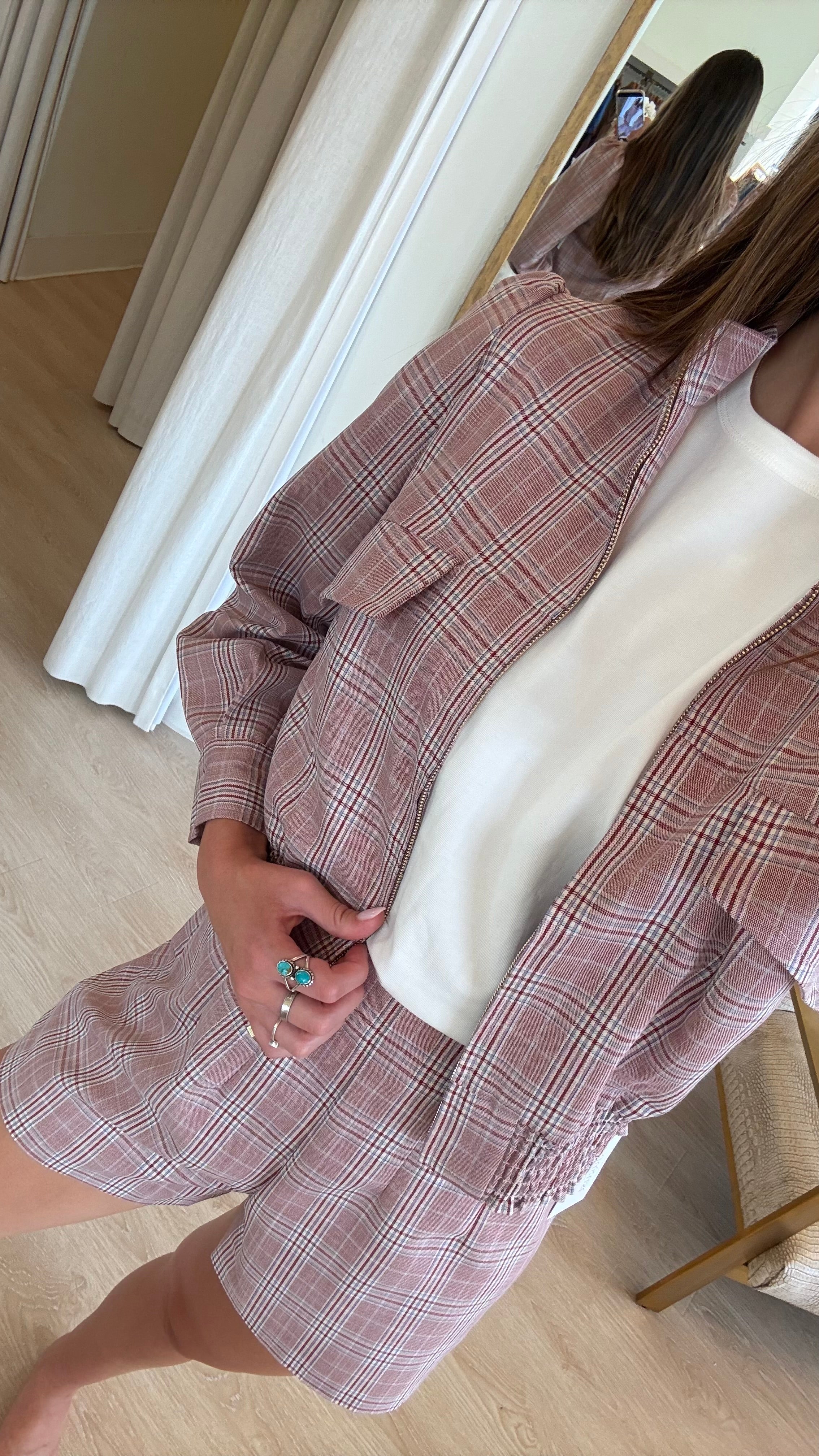 Su191 Pink Plaid Shorts