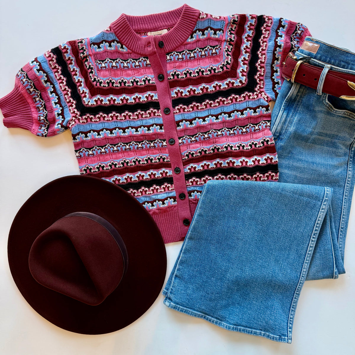 Sun2046 Rose Striped Cardigan