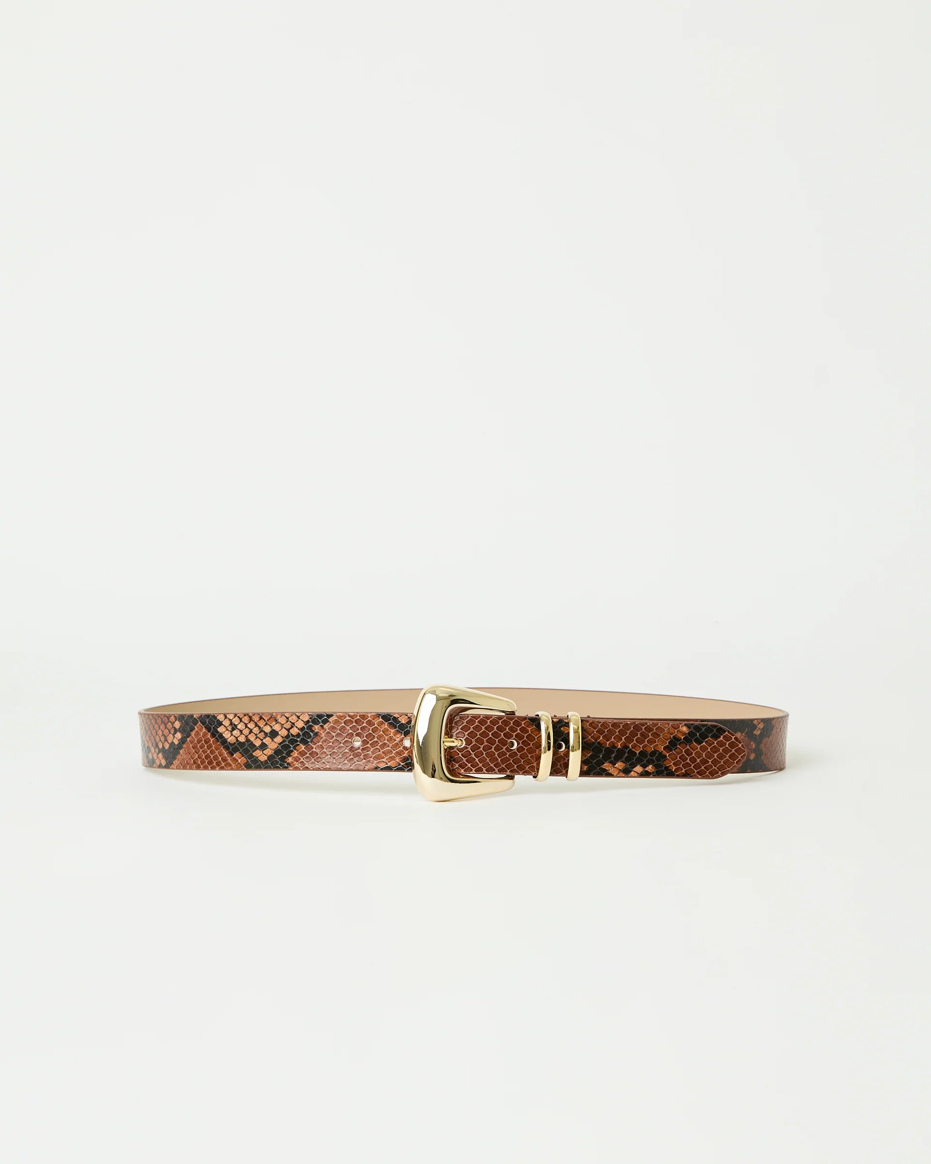 Bebh984 Milan Python Belt - Cognac/Gold