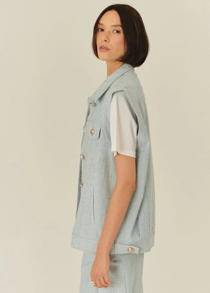 Ex6003 Exquise Textured Denim Vest