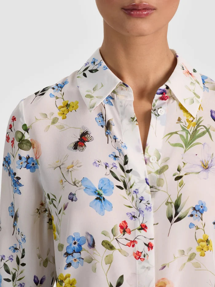 Alcc04042 Floral Silk Button Down