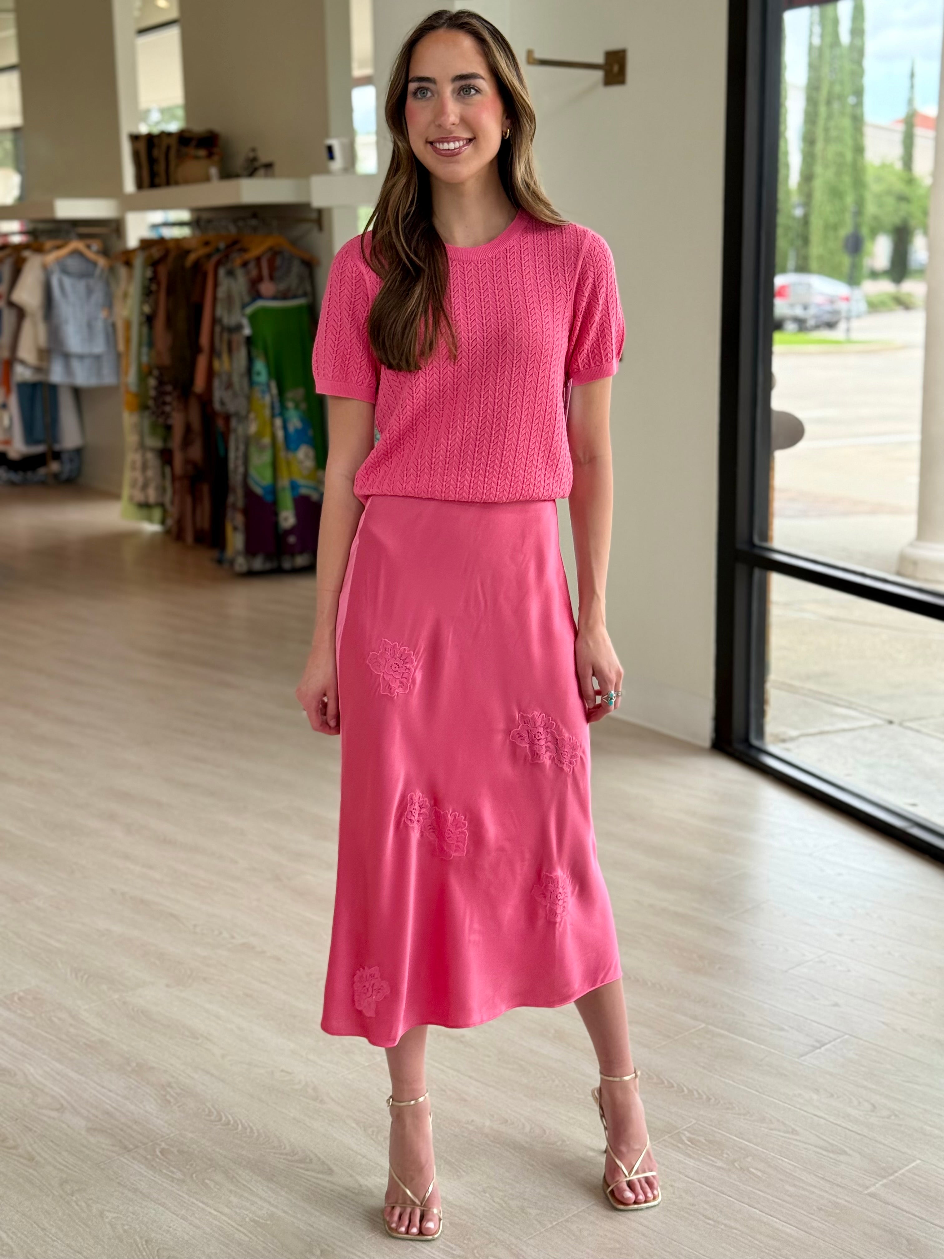 Cak07 Pink Midi Skirt