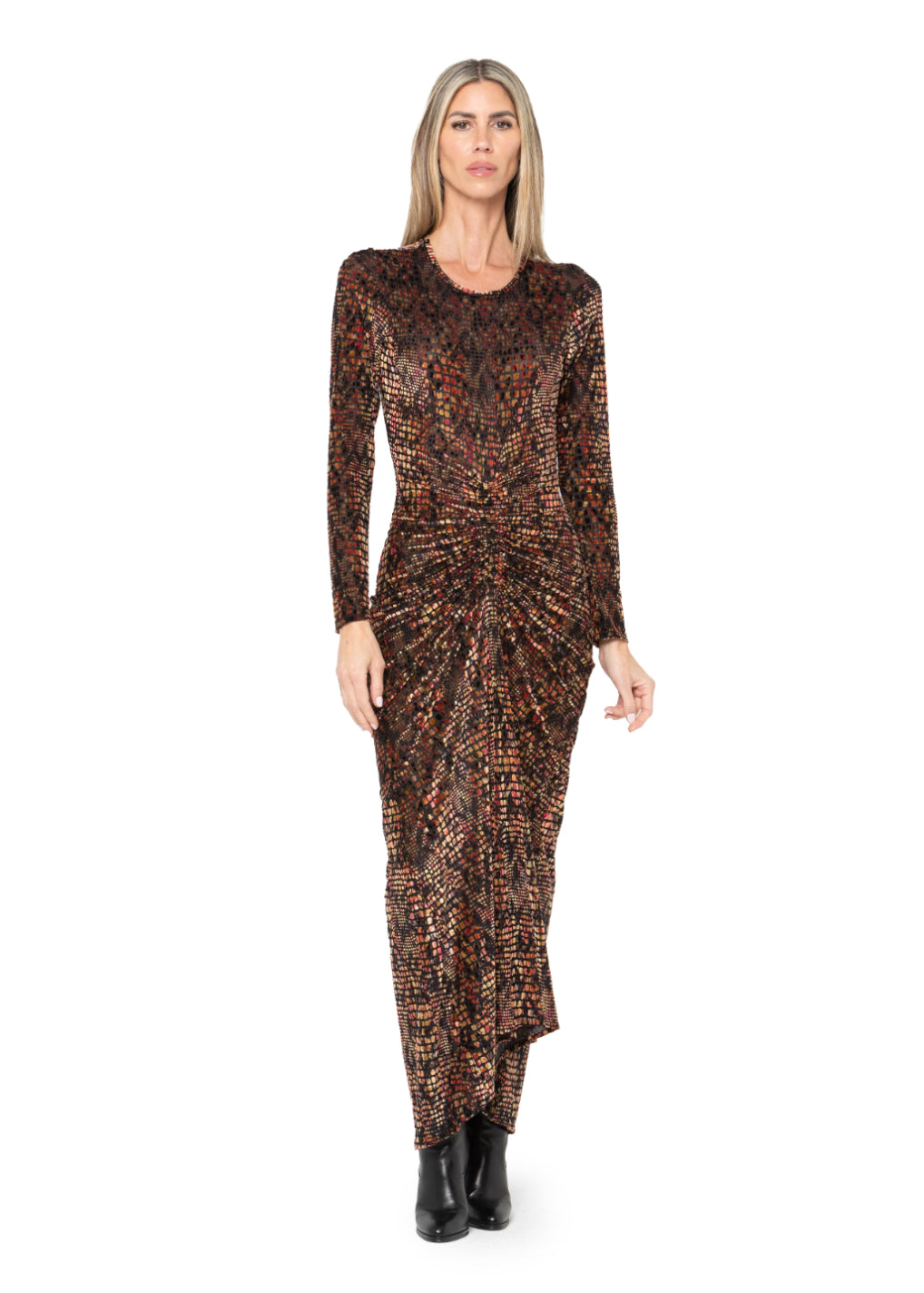Jbd182 Red Mosaic Maxi Dress