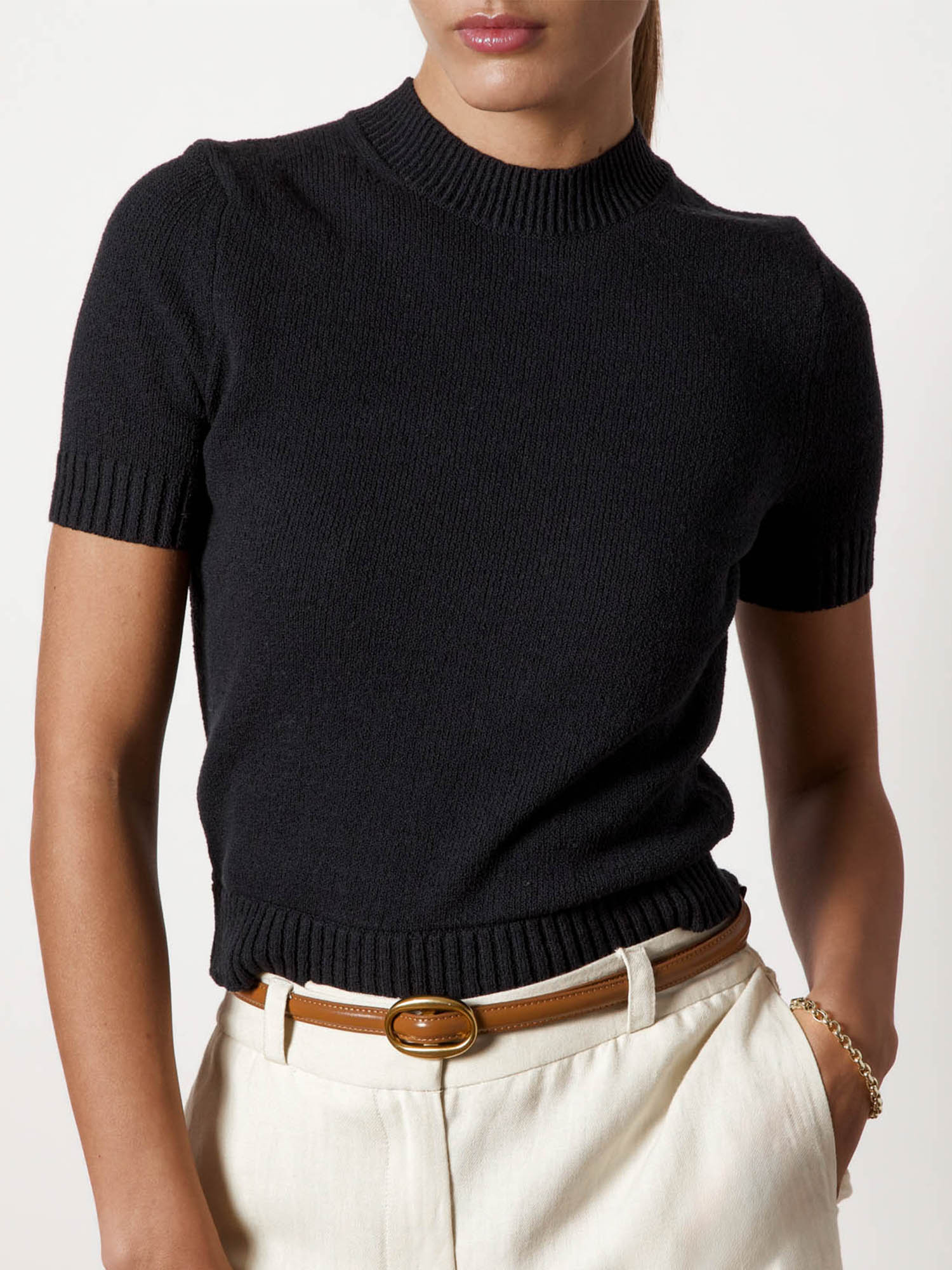 Brkmk4485 Navy Knit Top