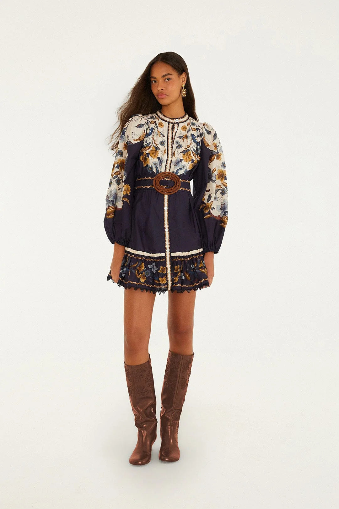 Fa368912 Golden Nature Belted Dress
