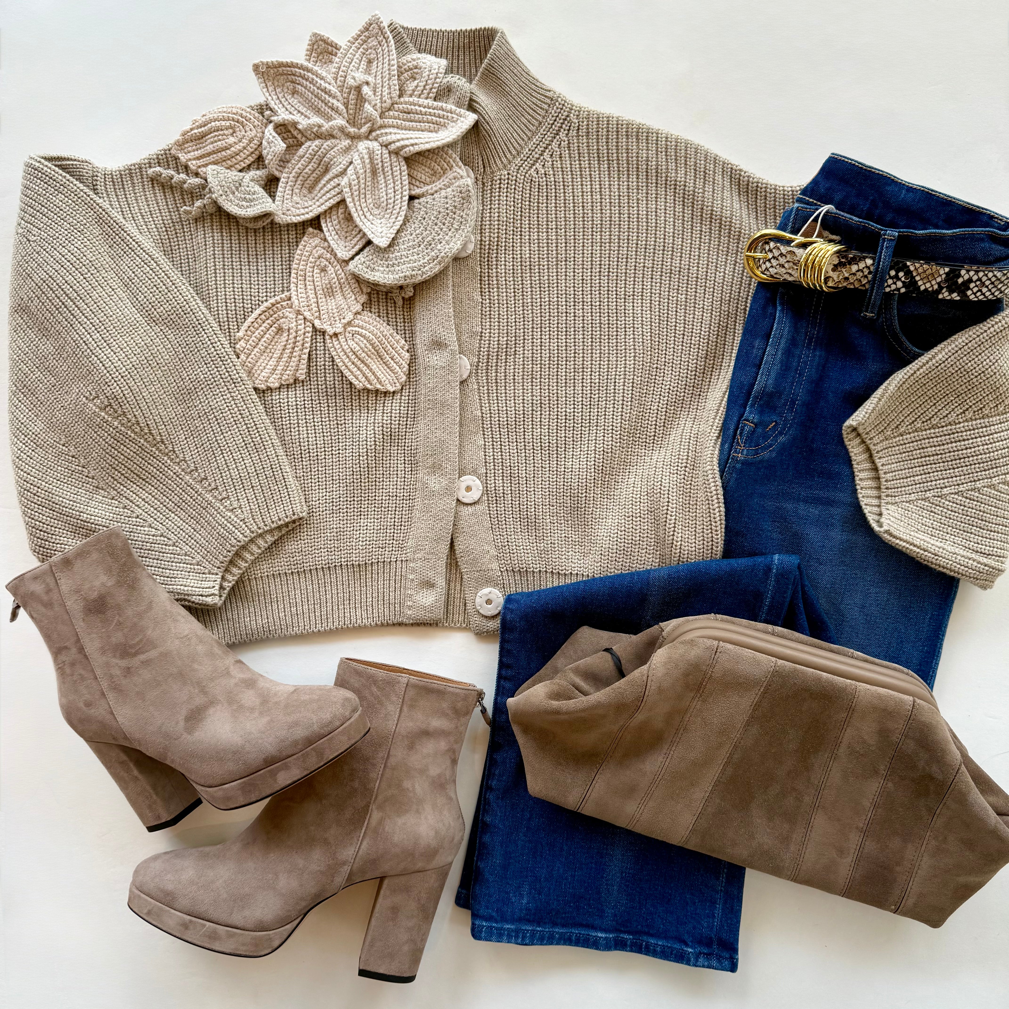 Ps2552 Embellished Funnel Neck Cardigan