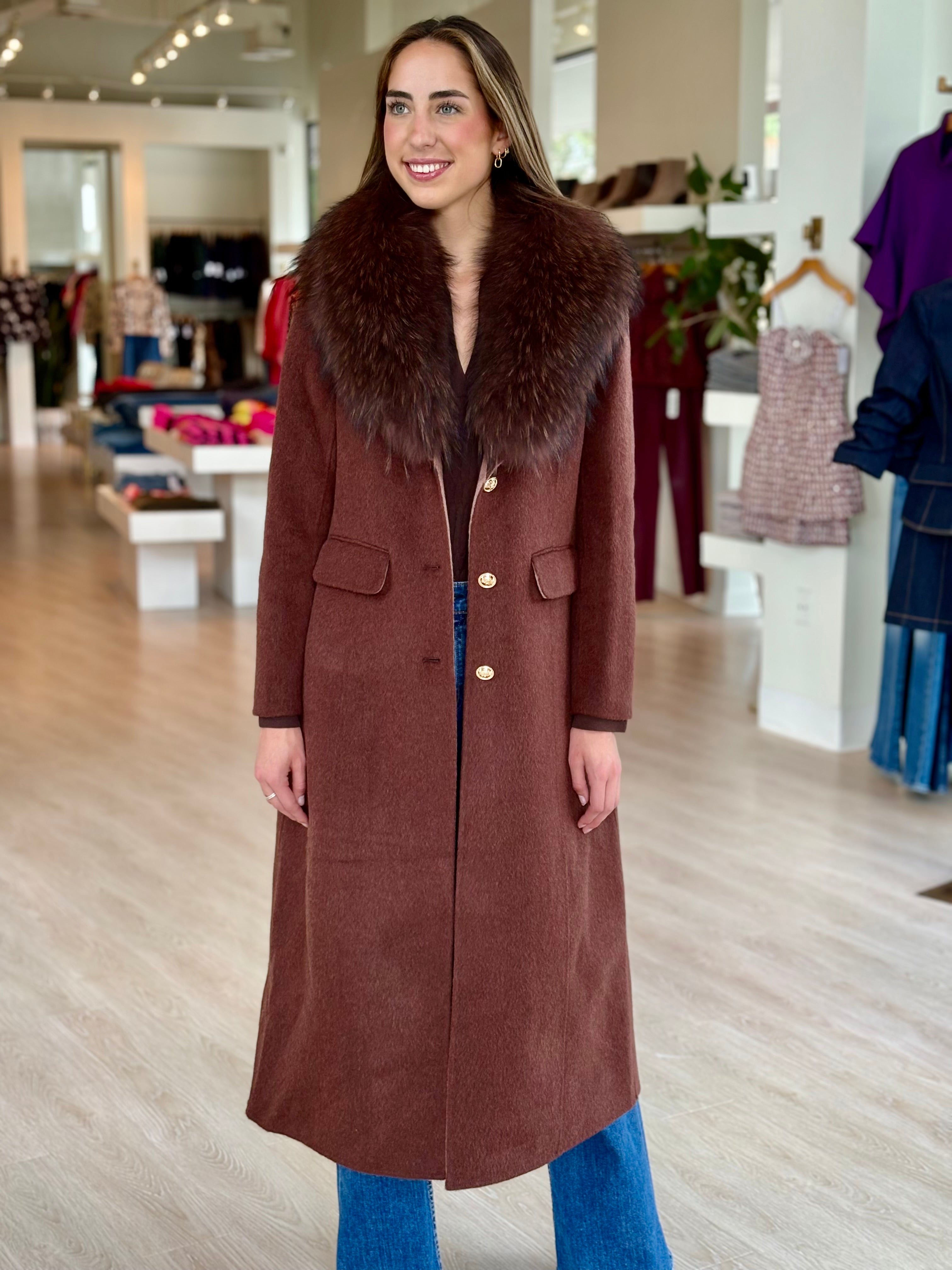 Pi6311 Chocolate Cashmere Coat