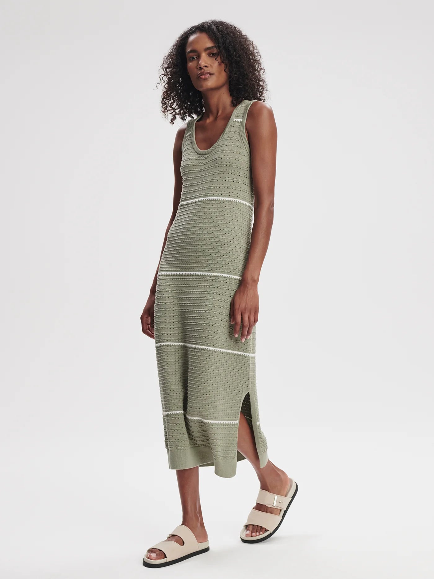 Va02051 Seagrass Scoop Neck Midi Dress