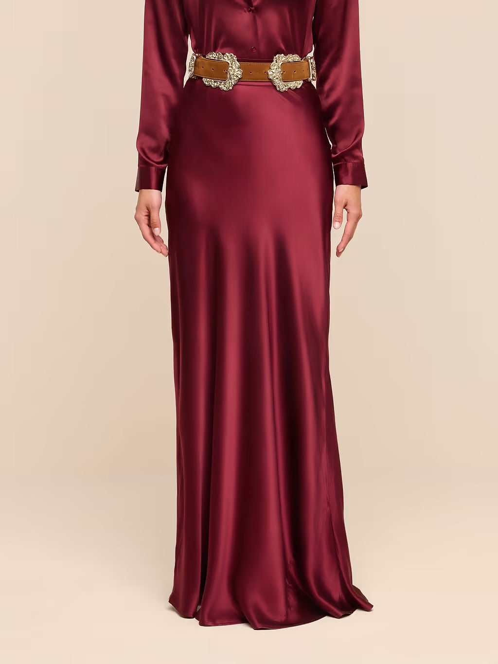 La3406 Merlot Maxi Skirt