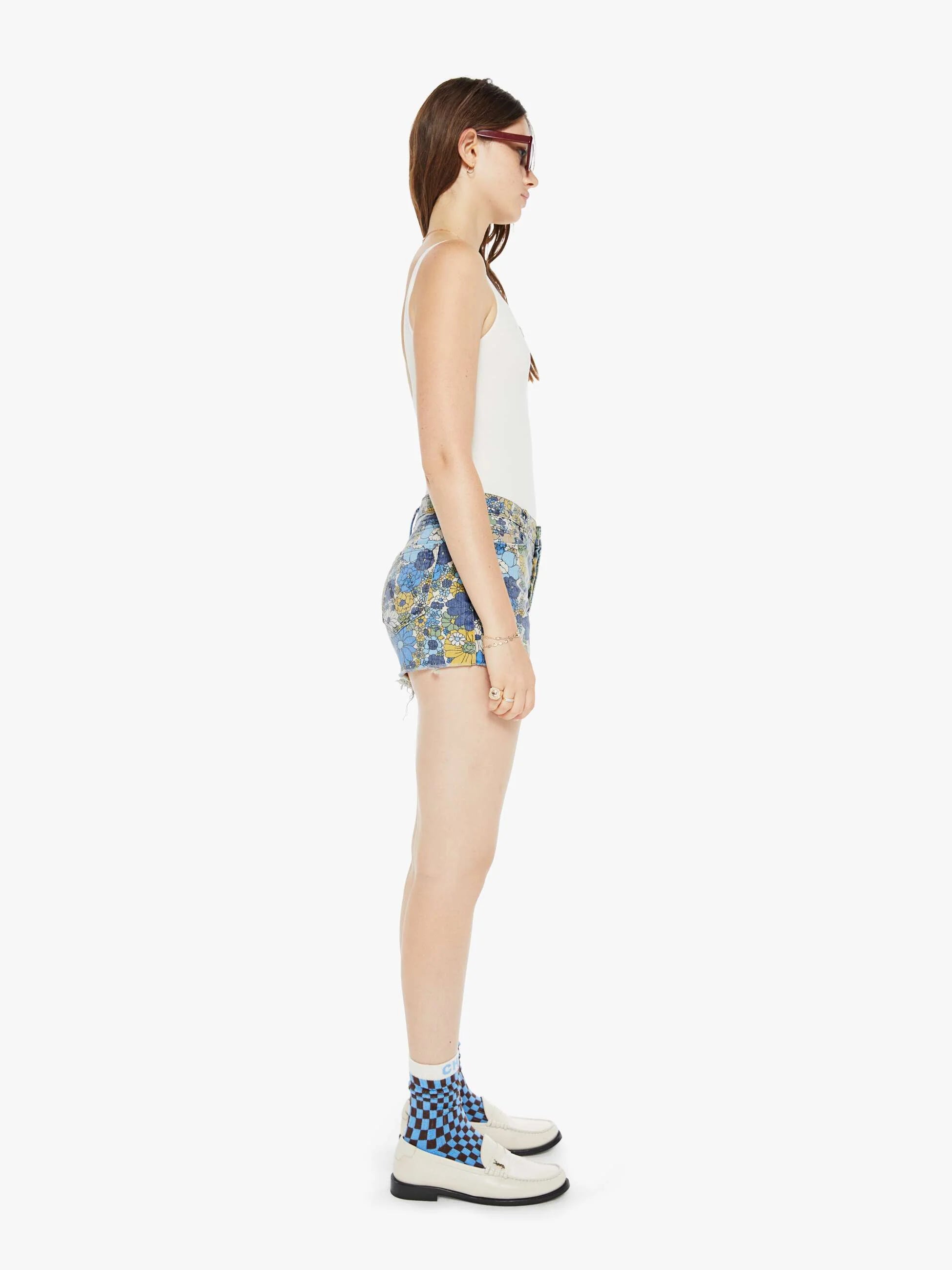 Mo4332 Mother Tomcat Kick Fray Short - Flowers