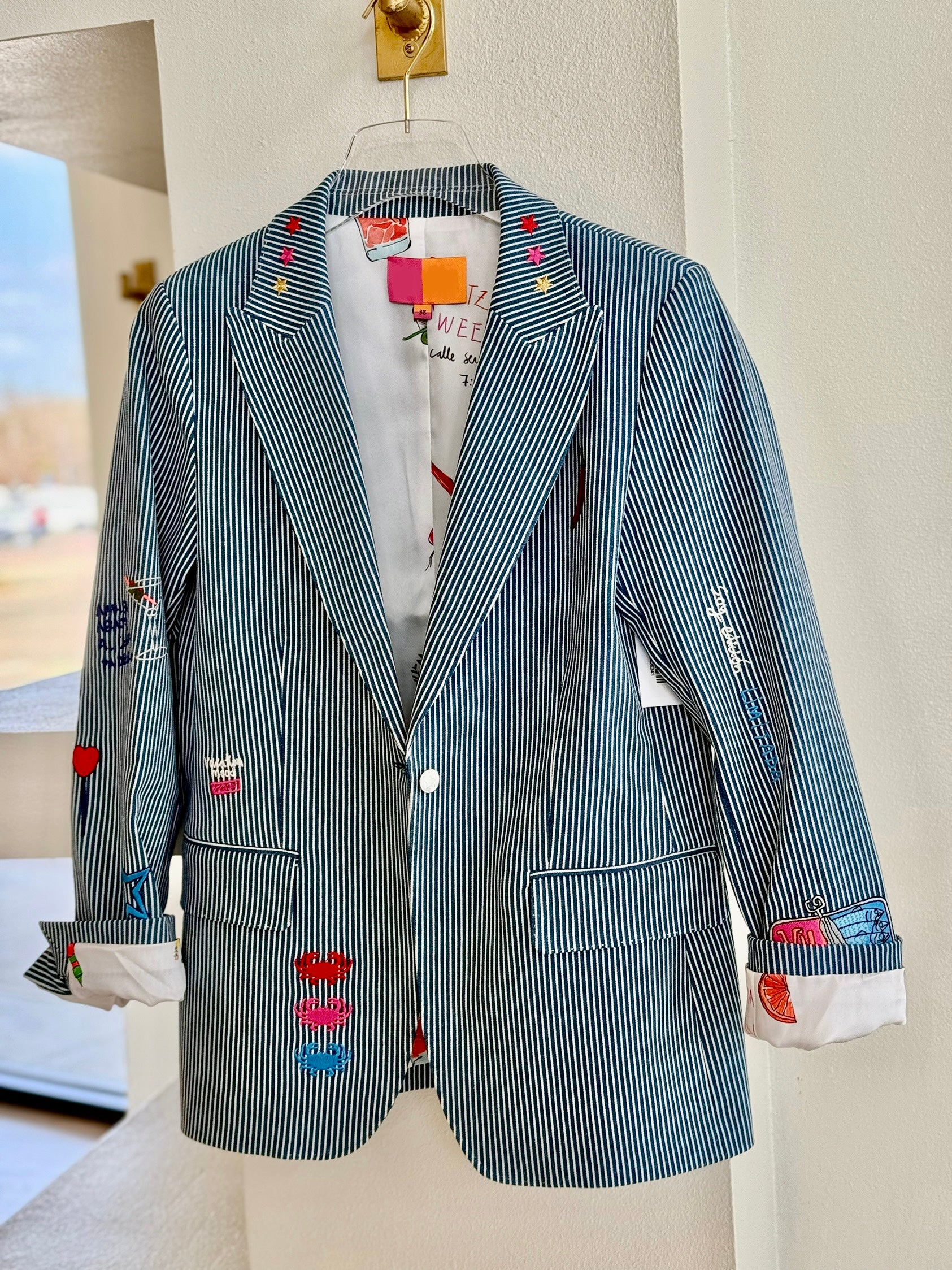 Vi32384 Vilagallo Striped Denim Blazer