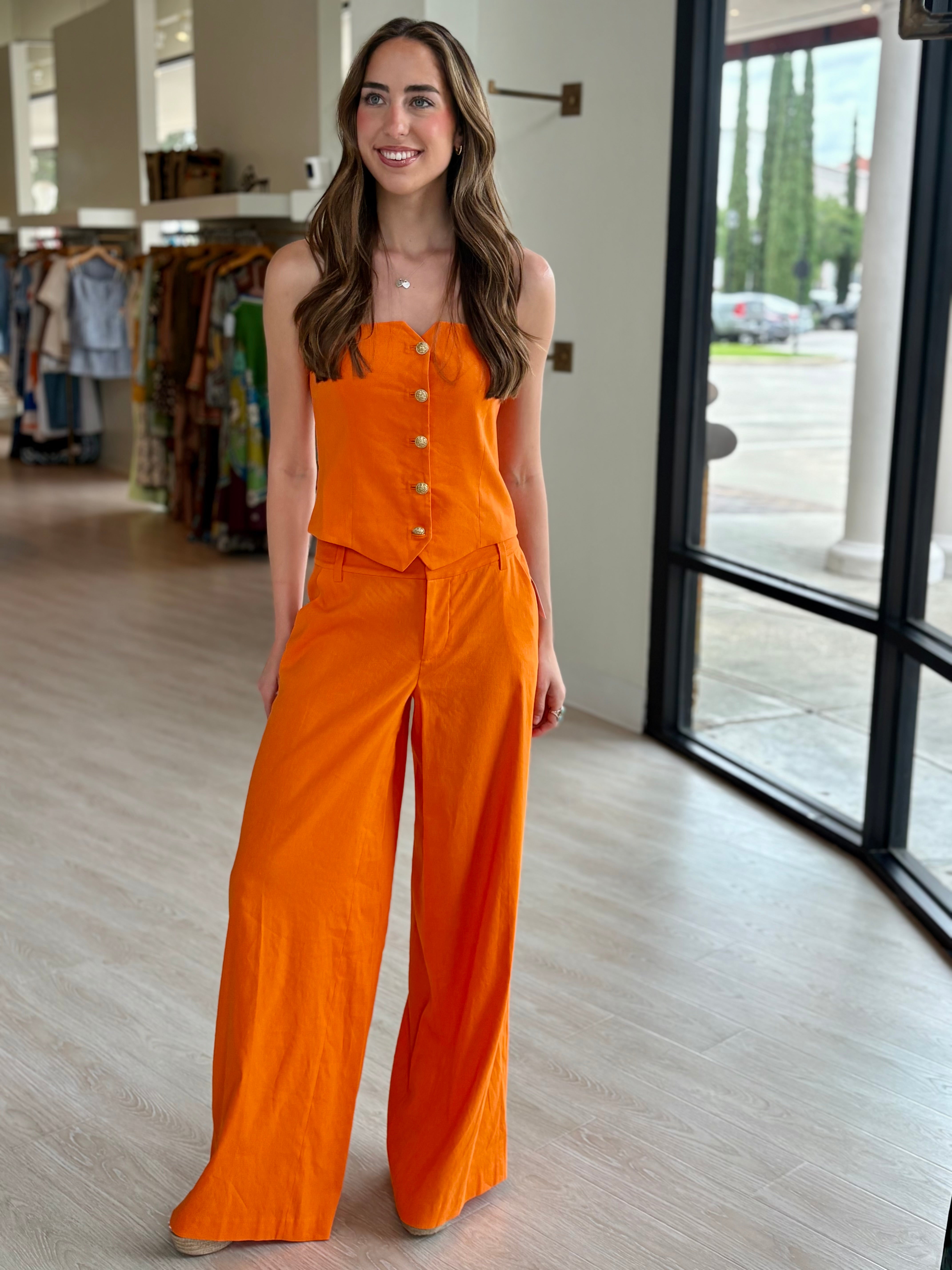 Al418901 Orange Strapless Vest
