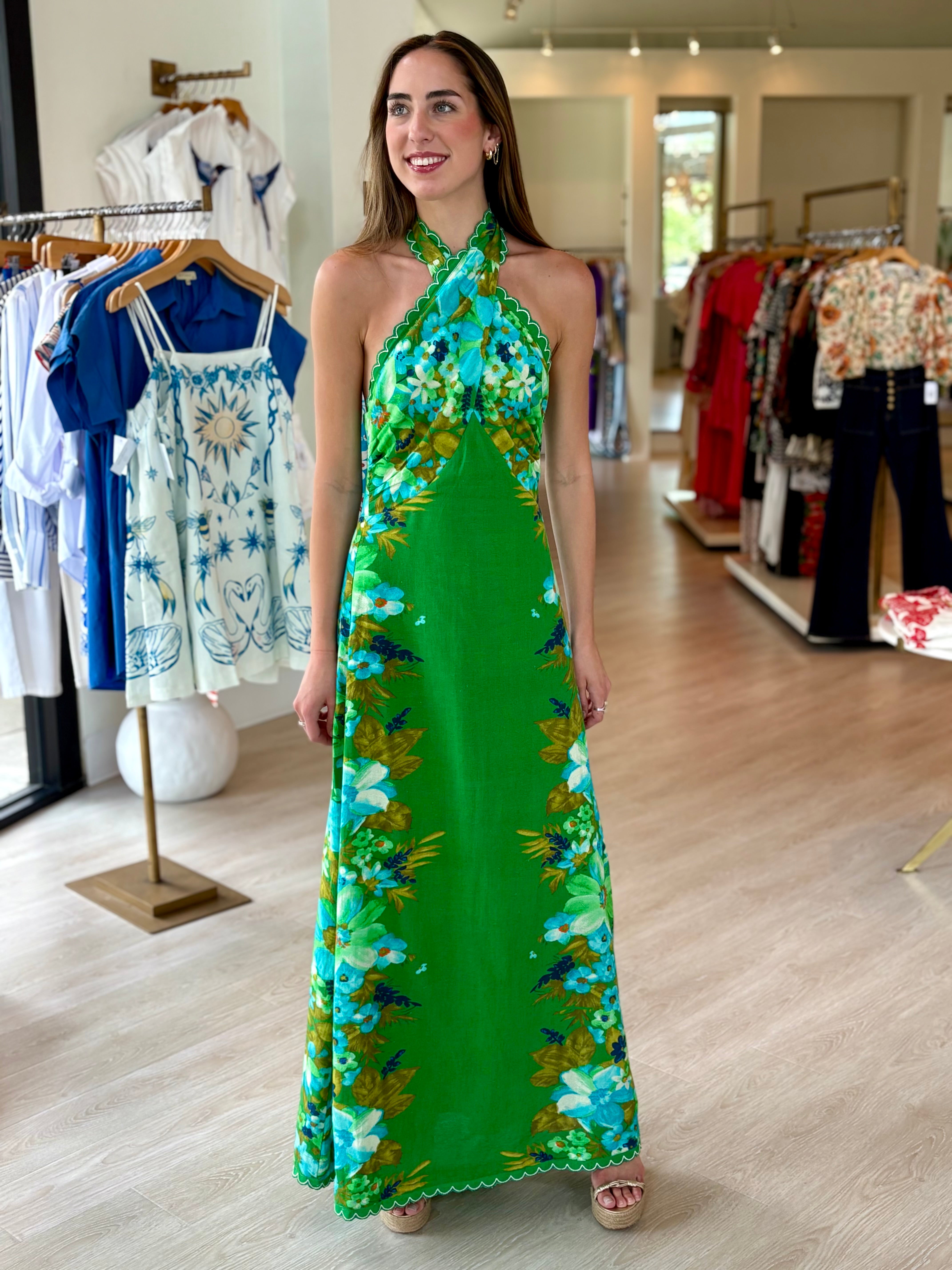 El191305 Green Hula Maxi Dress