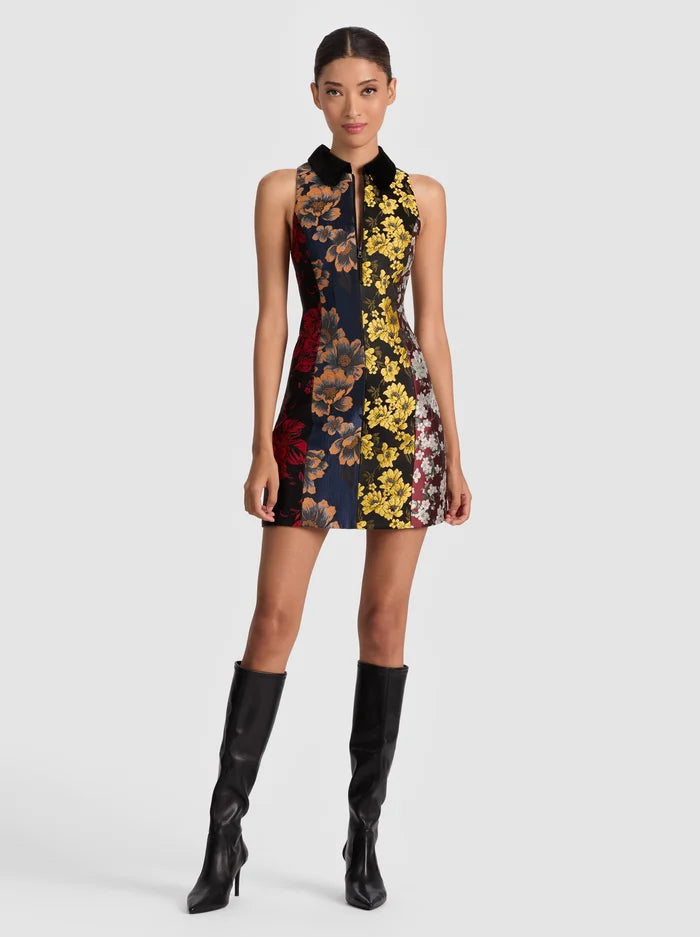 Alcc509n Floral Stripe Mini Dress