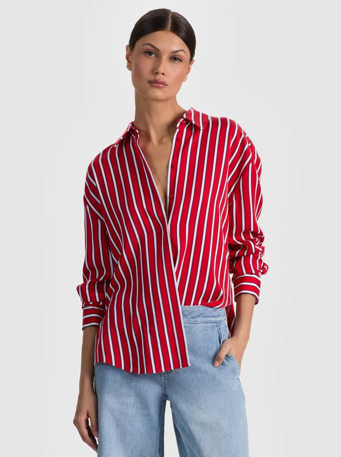 Alcc23011 Red Stripe Button Down